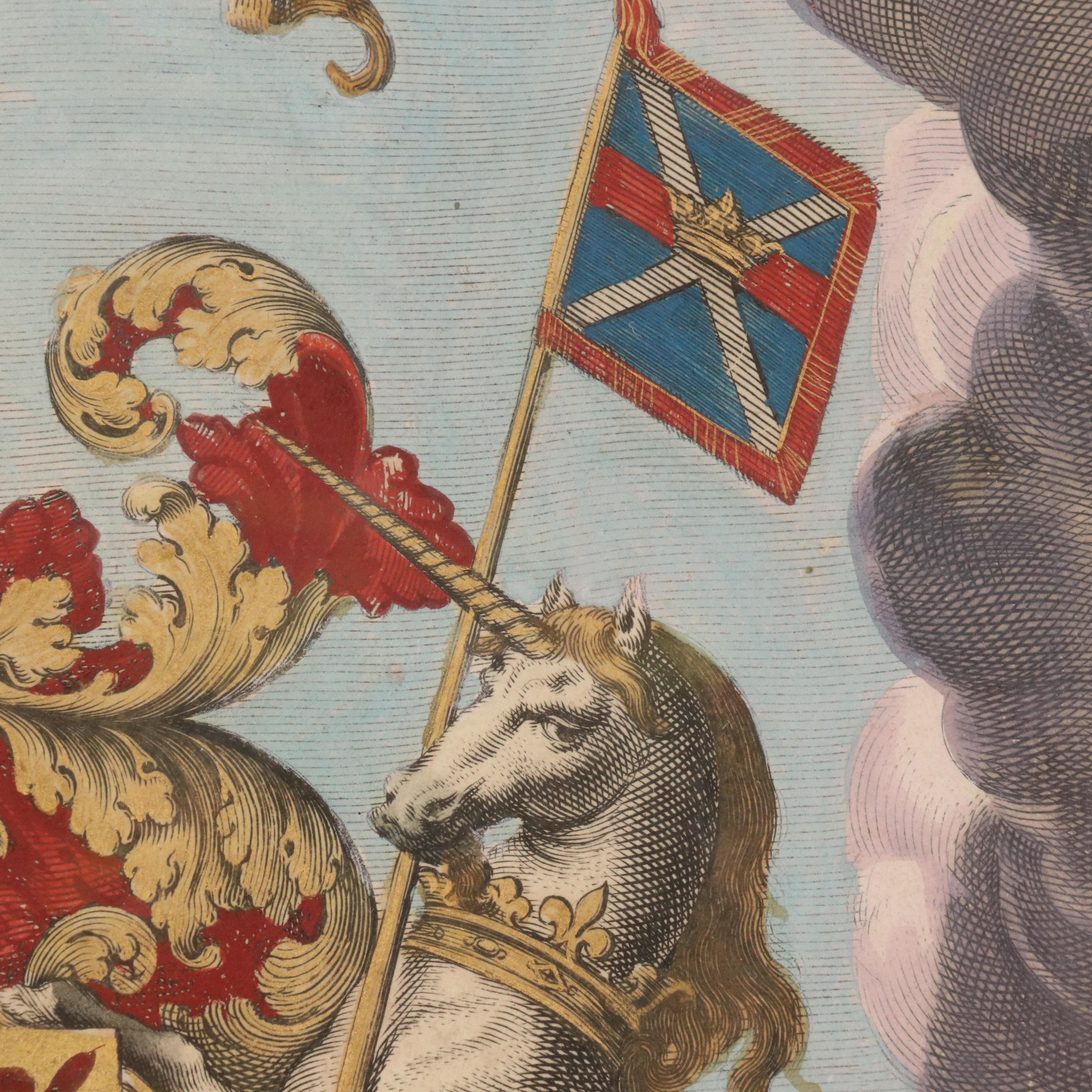 Hand-Colored Engraving Title Page of "Toonneel des Aerdrycx" by Joan Blaeu