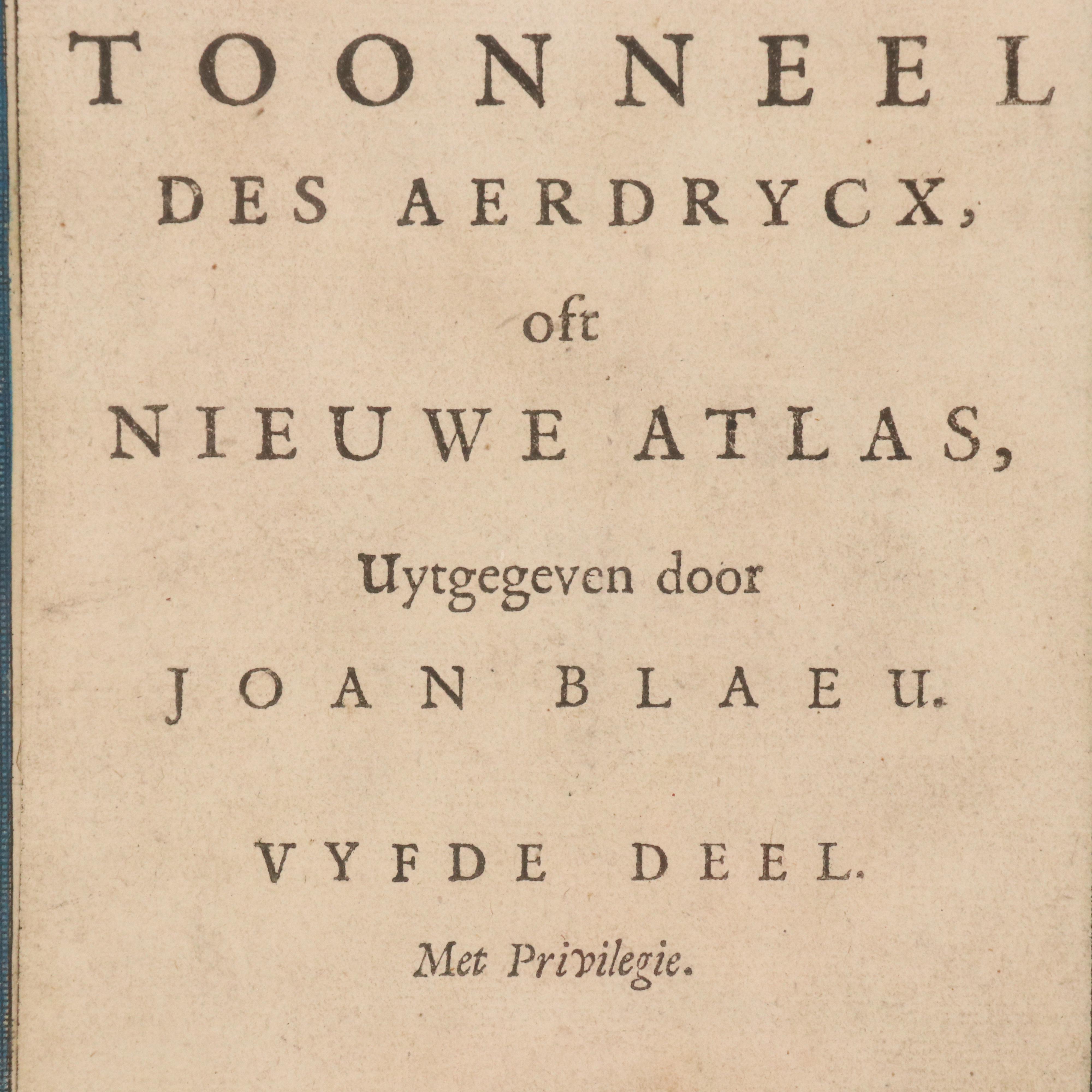 Hand-Colored Engraving Title Page of "Toonneel des Aerdrycx" by Joan Blaeu