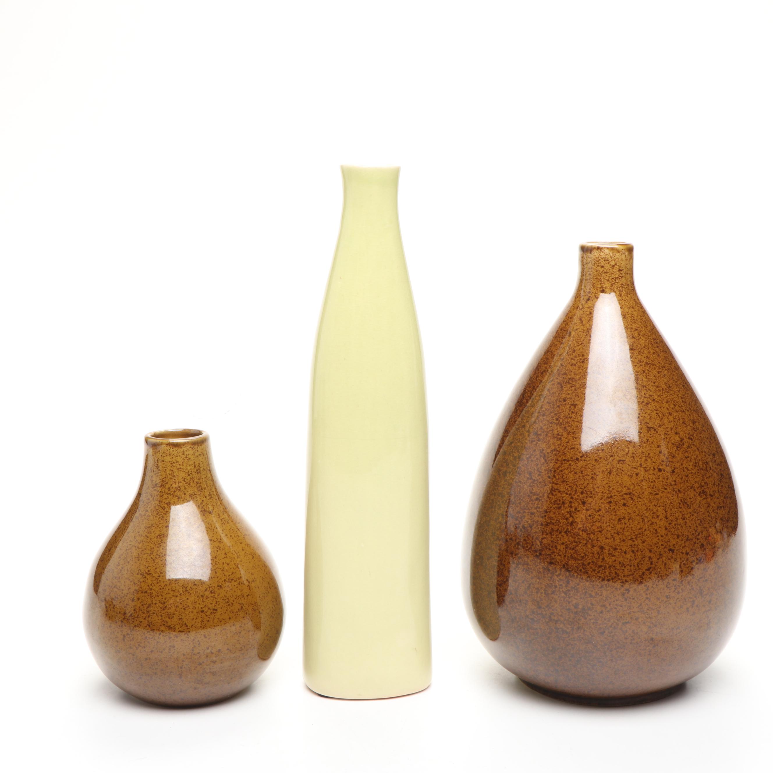 Salt Glazed Stoneware Bowl and Spherical Figures with Ceramic Vases