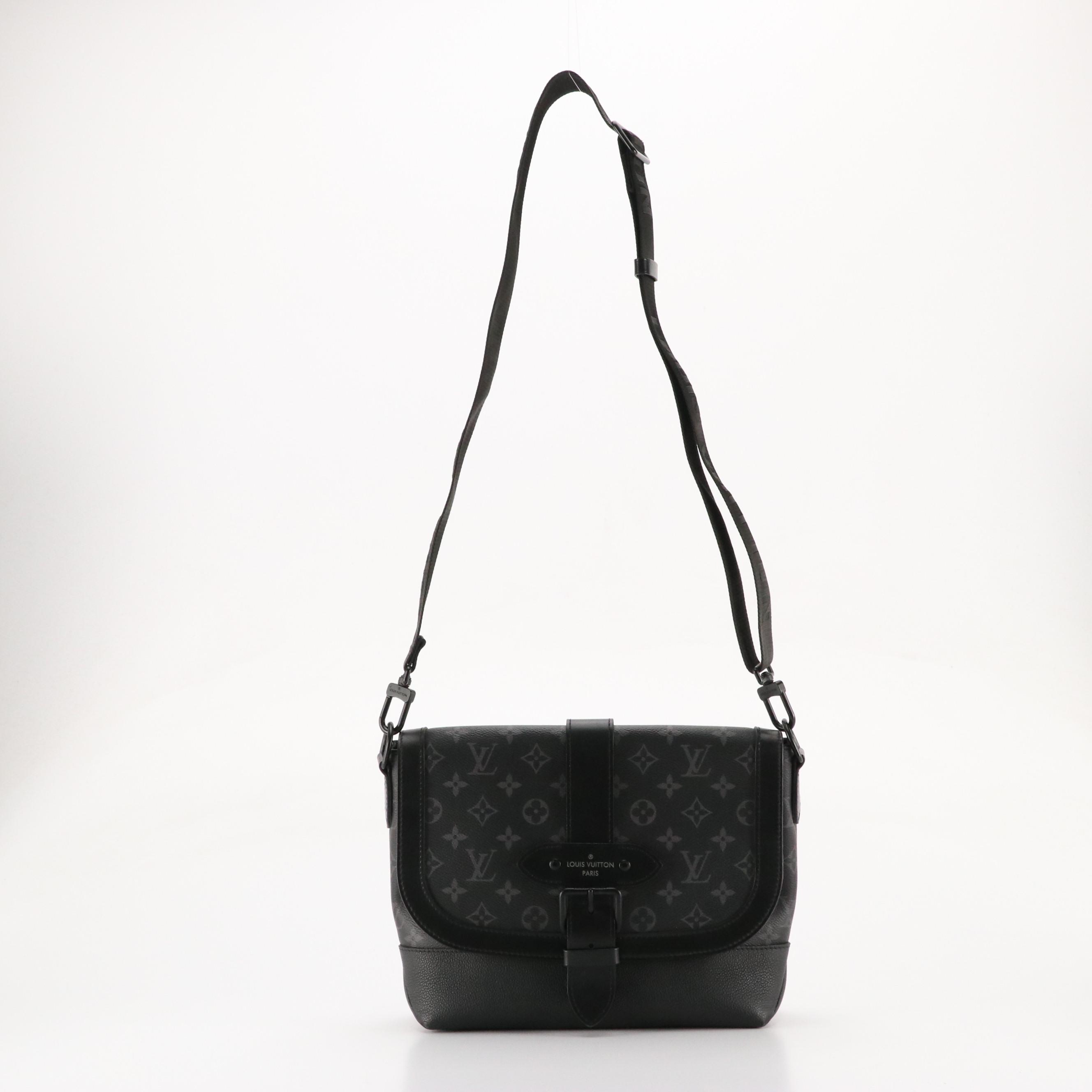 Louis Vuitton Saumur Messenger Bag in Monogram Eclipse Canvas & Grained Leather