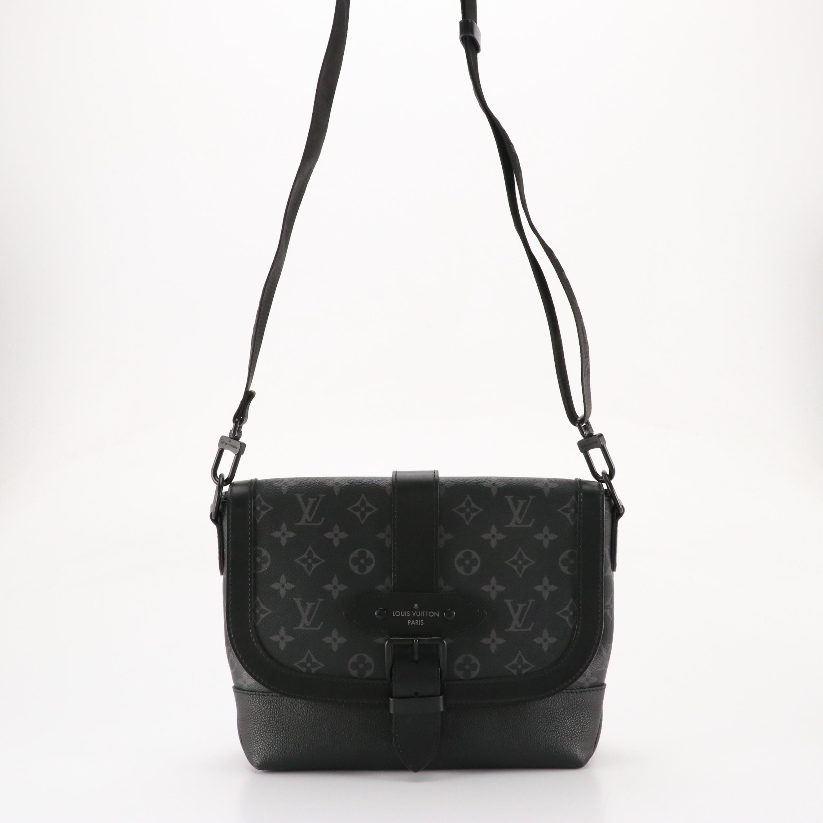 Louis Vuitton Saumur Messenger Bag in Monogram Eclipse Canvas & Grained Leather