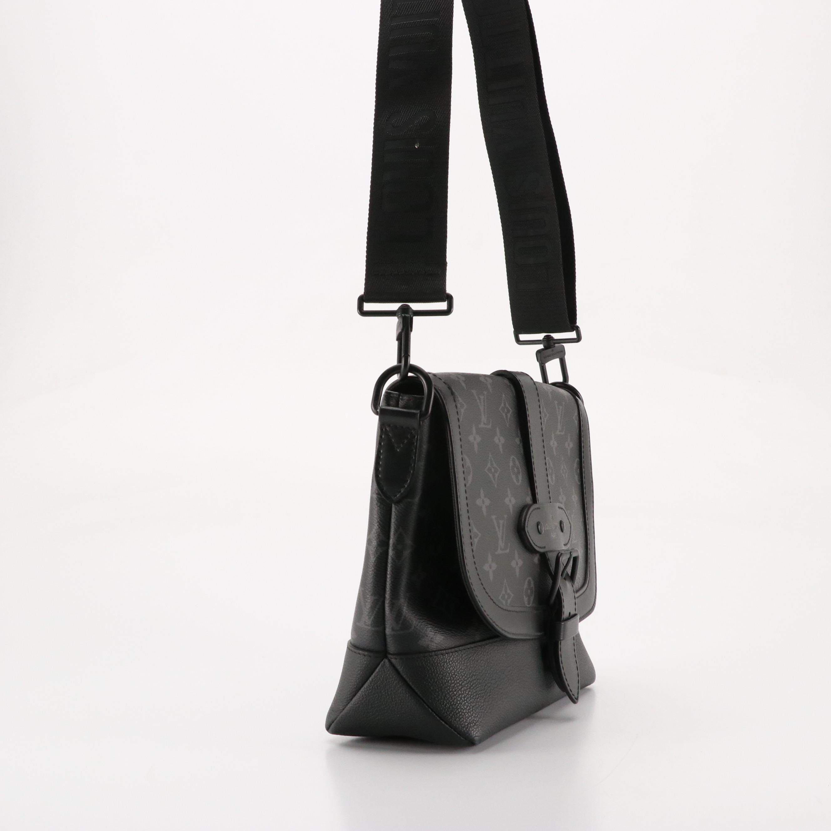 Louis Vuitton Saumur Messenger Bag in Monogram Eclipse Canvas & Grained Leather