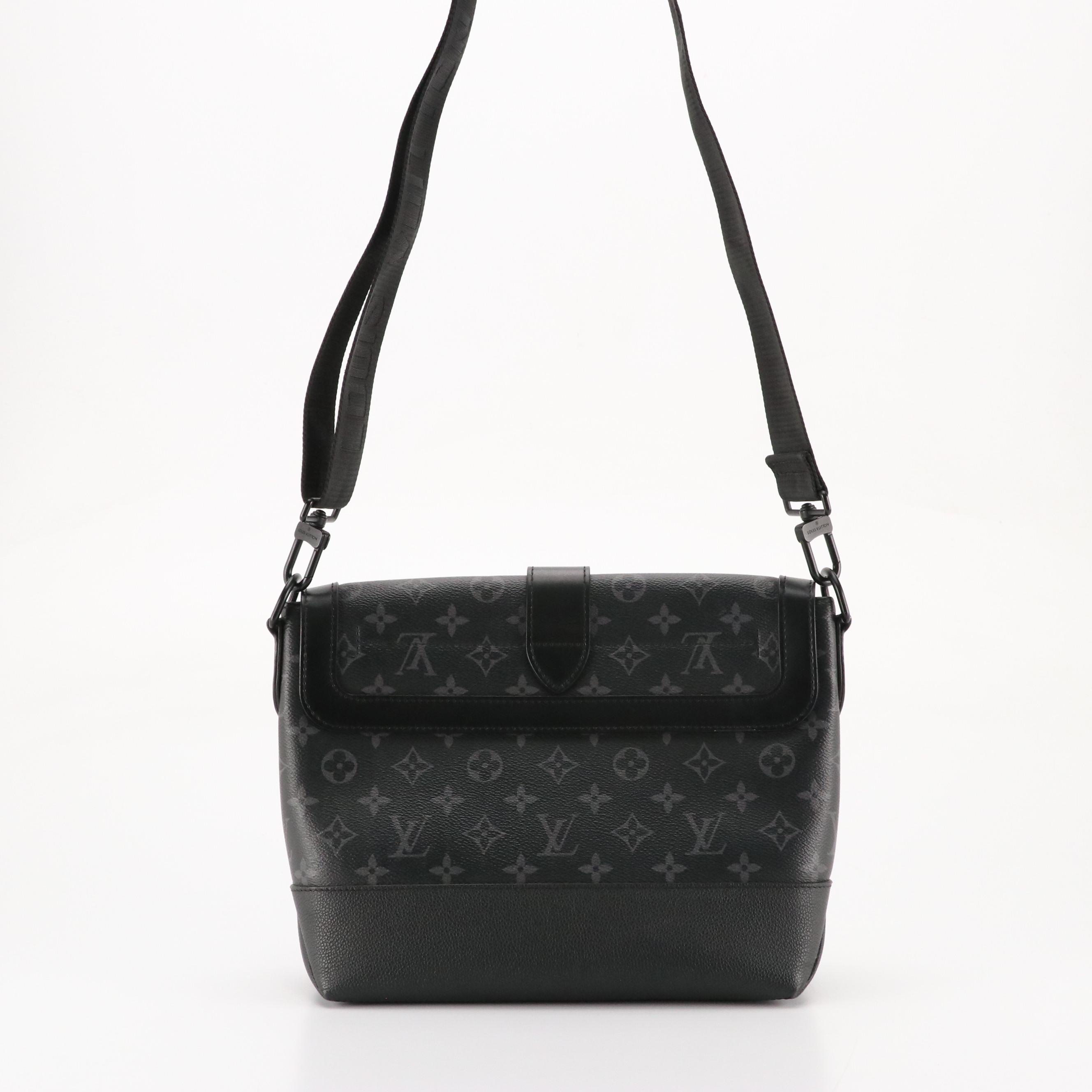 Louis Vuitton Saumur Messenger Bag in Monogram Eclipse Canvas & Grained Leather