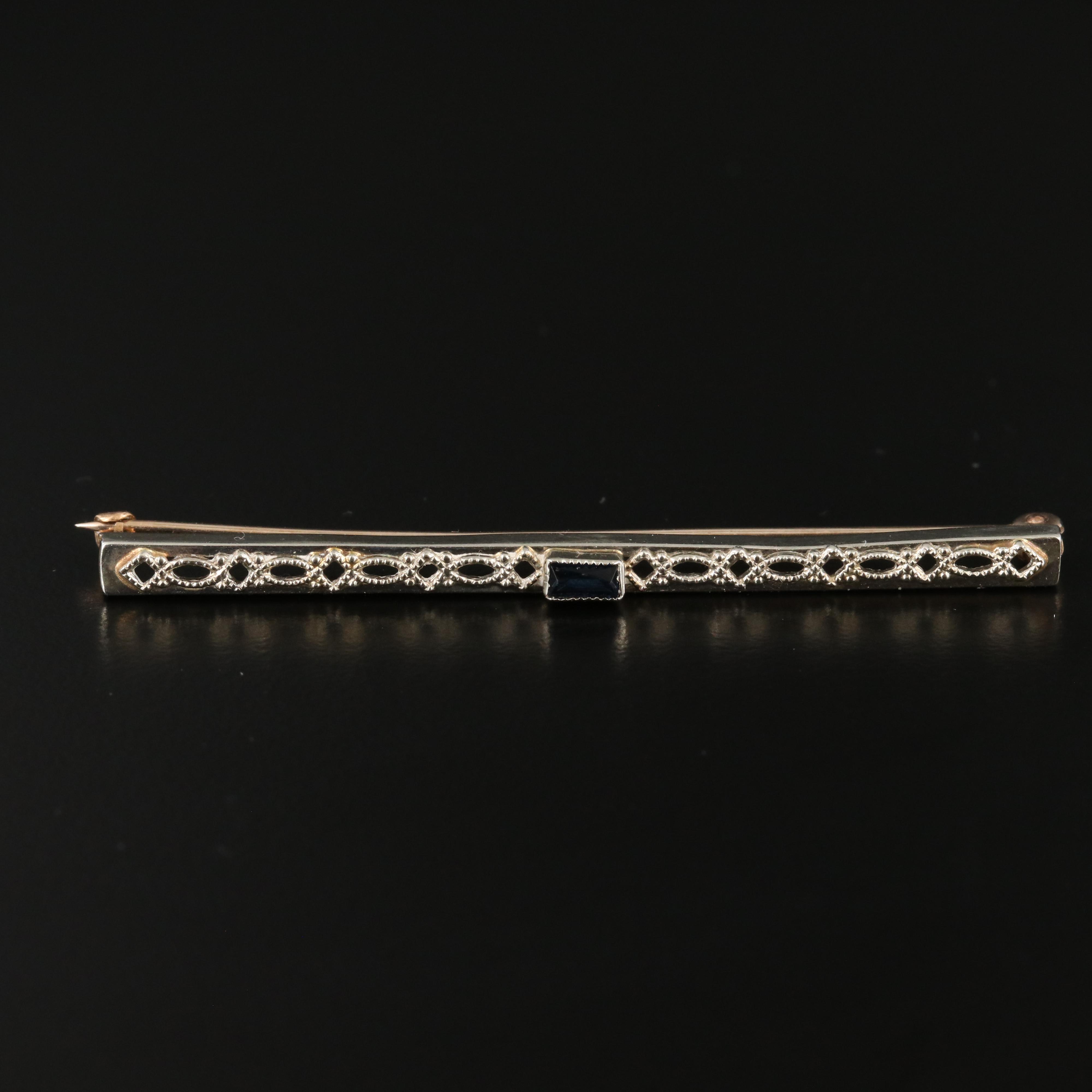 Vintage 10K Glass Bar Pin