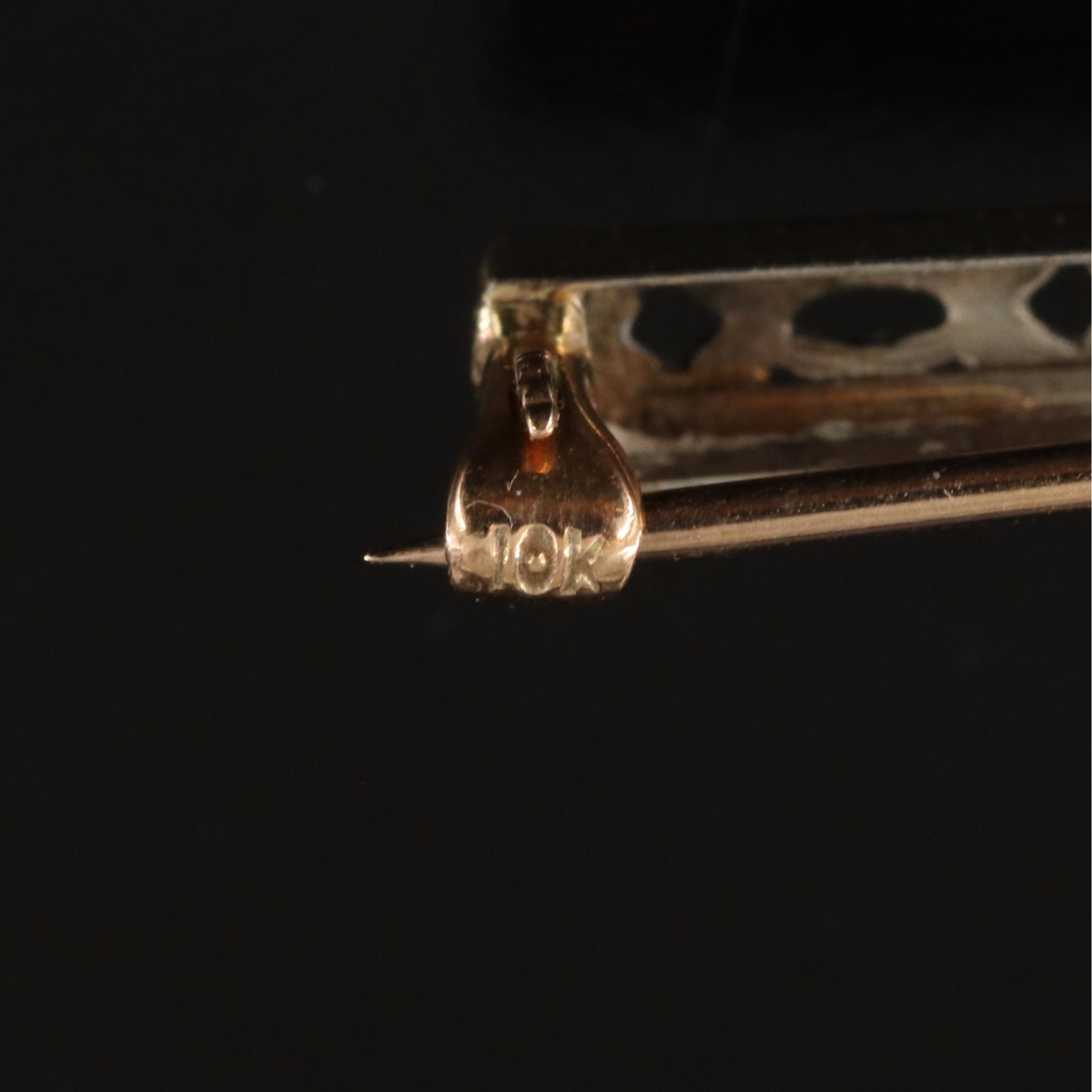 Vintage 10K Glass Bar Pin