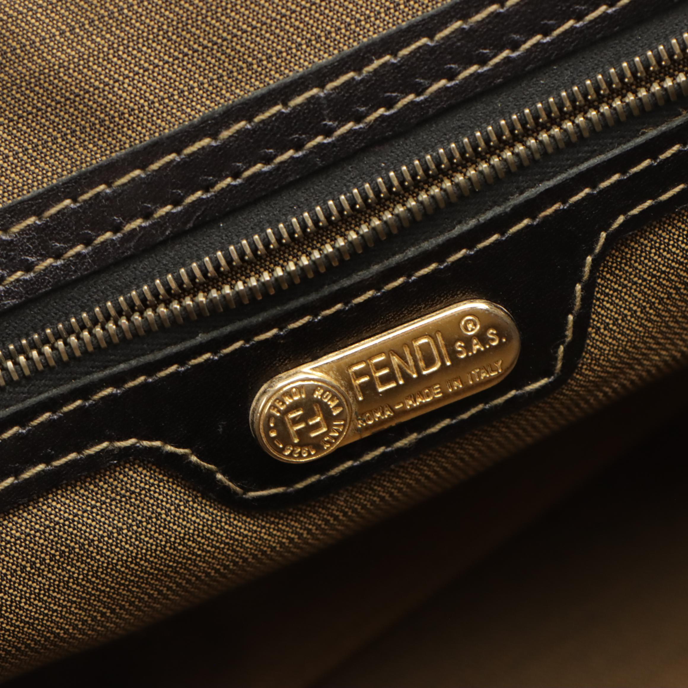 Fendi Middle Zip Dome Handbag Tote in Zucca Jacquard Canvas and Leather