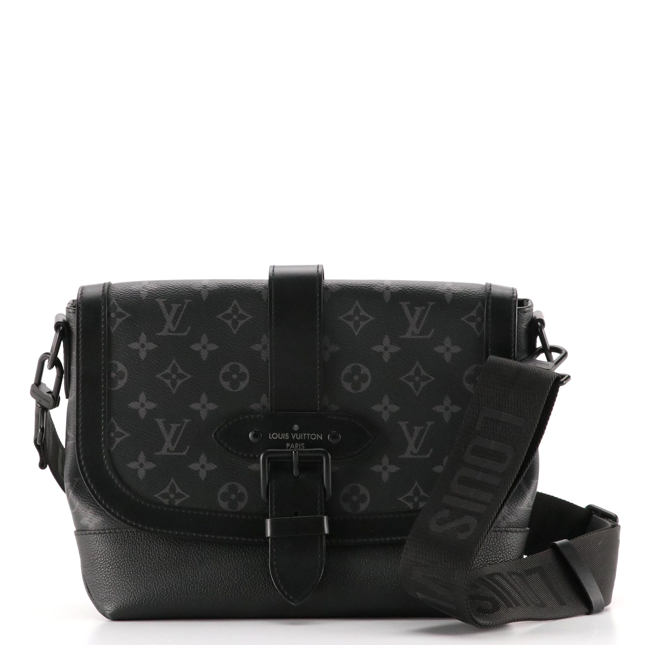 Louis Vuitton Saumur Messenger Bag in Monogram Eclipse Canvas & Grained Leather