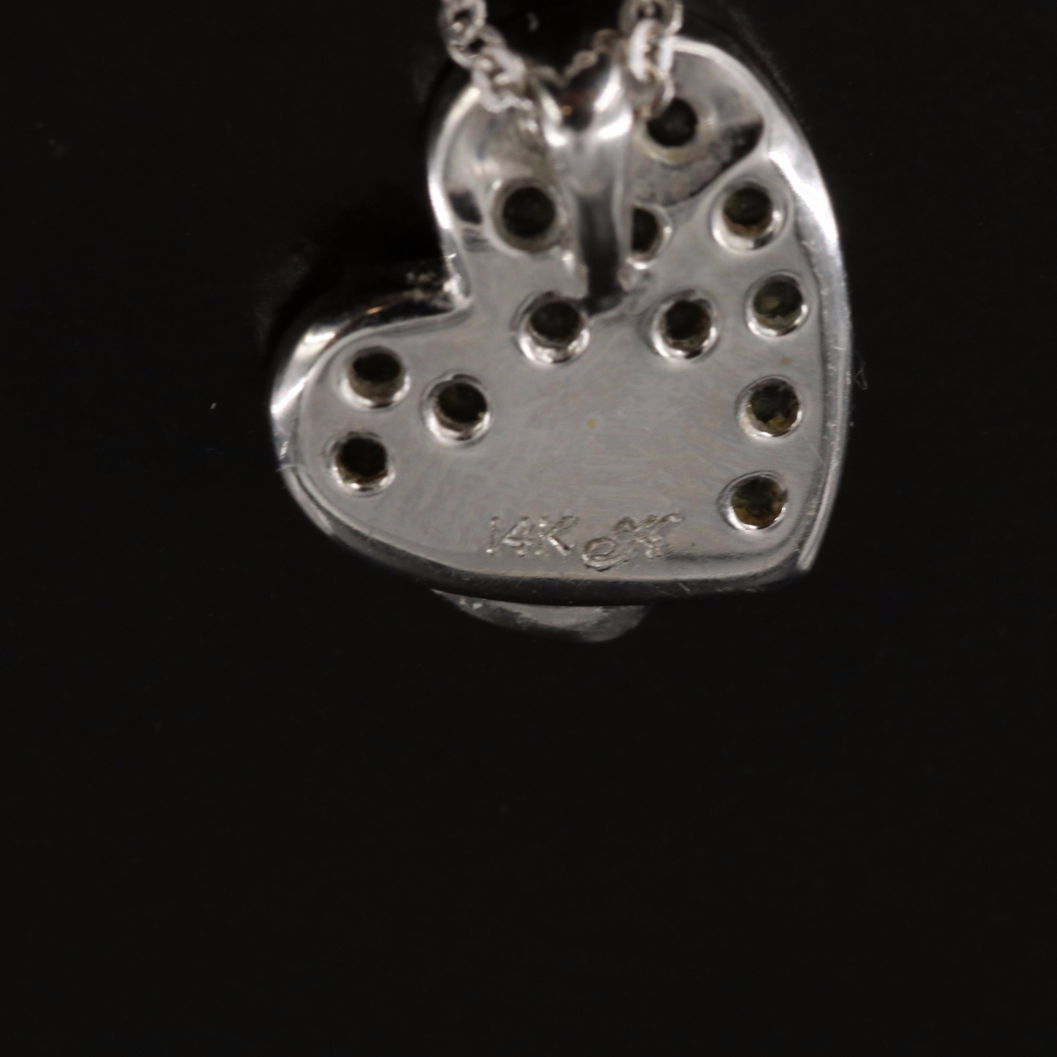 14K Yellow Sapphire and Diamond Pave Heart Pendant Necklace