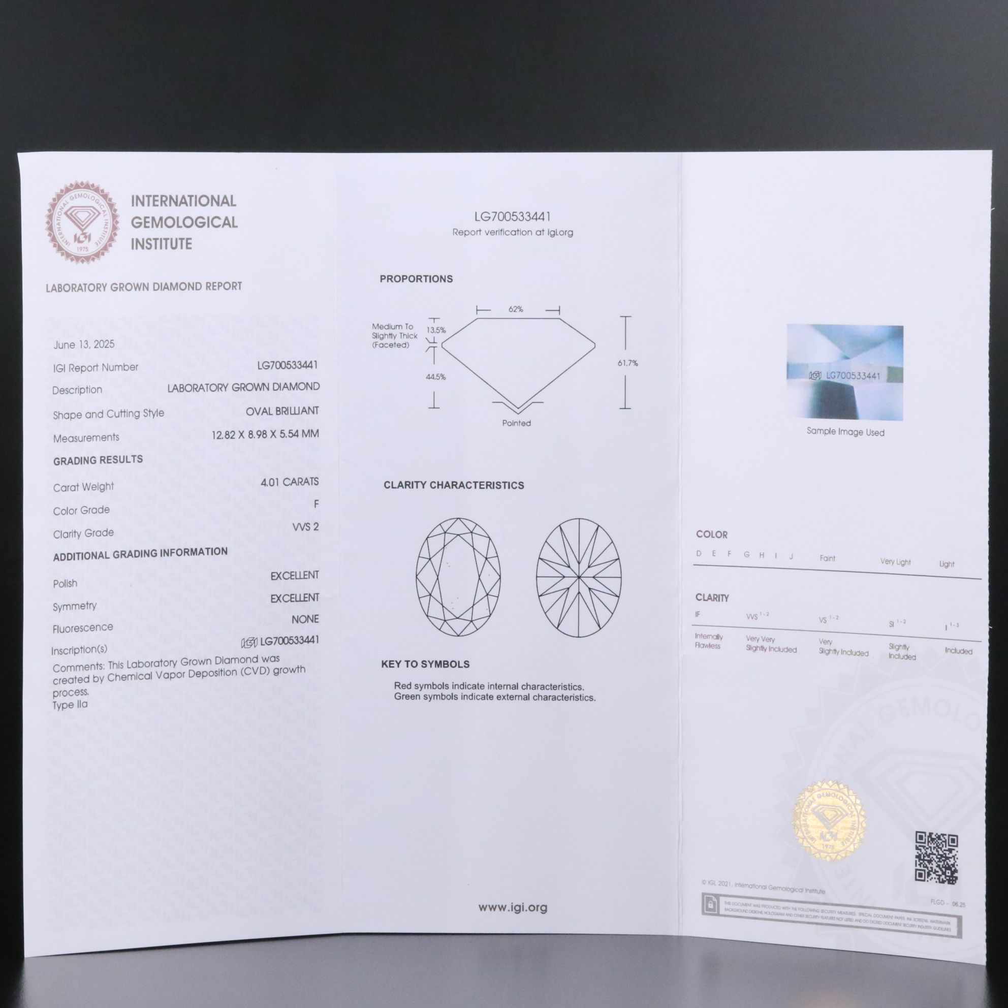 14K 4.01 CT Lab Grown Diamond Solitaire Pendant with IGI Report