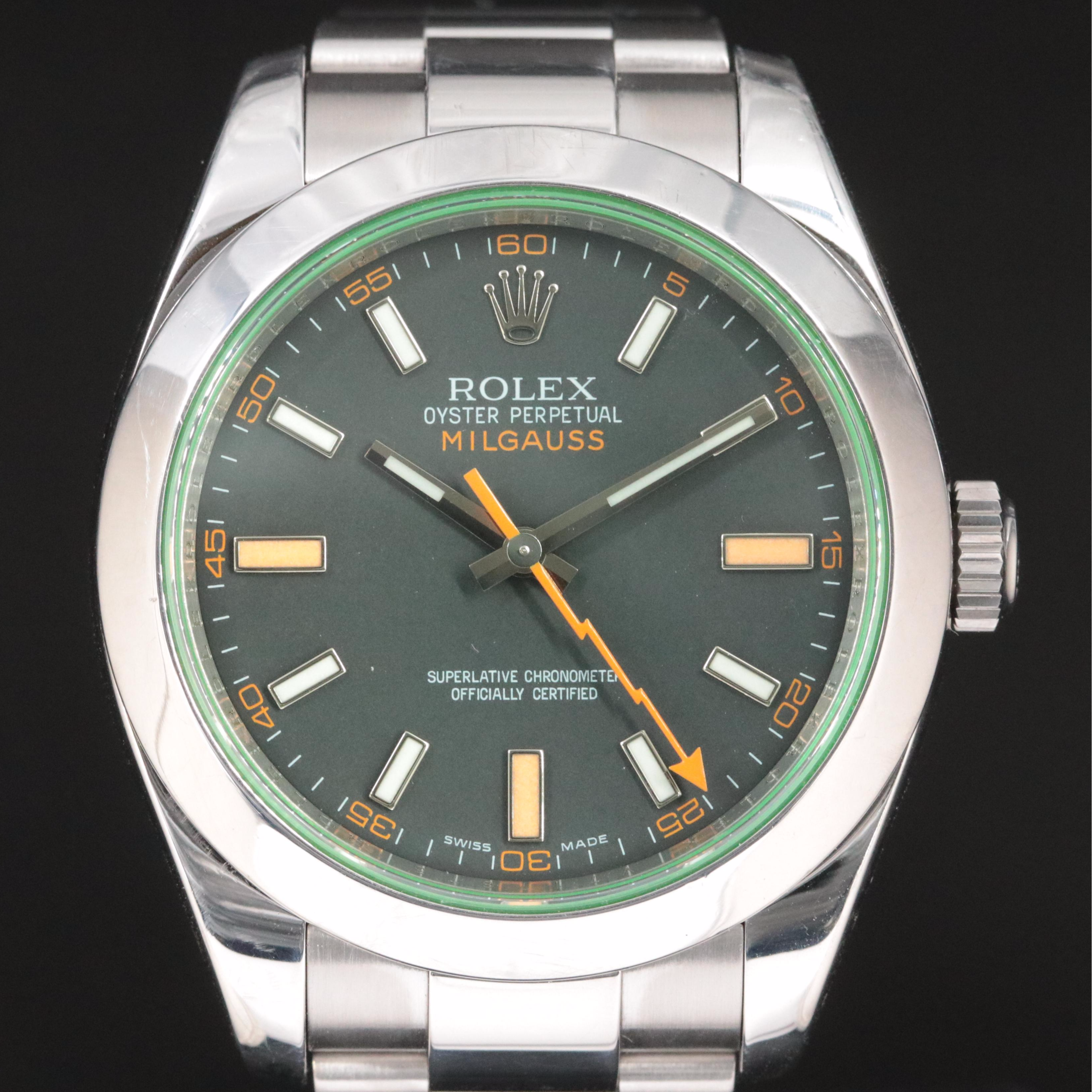 Rolex Milgauss Green Crystal Ref.116400 Stainless Steel 2008 Watch