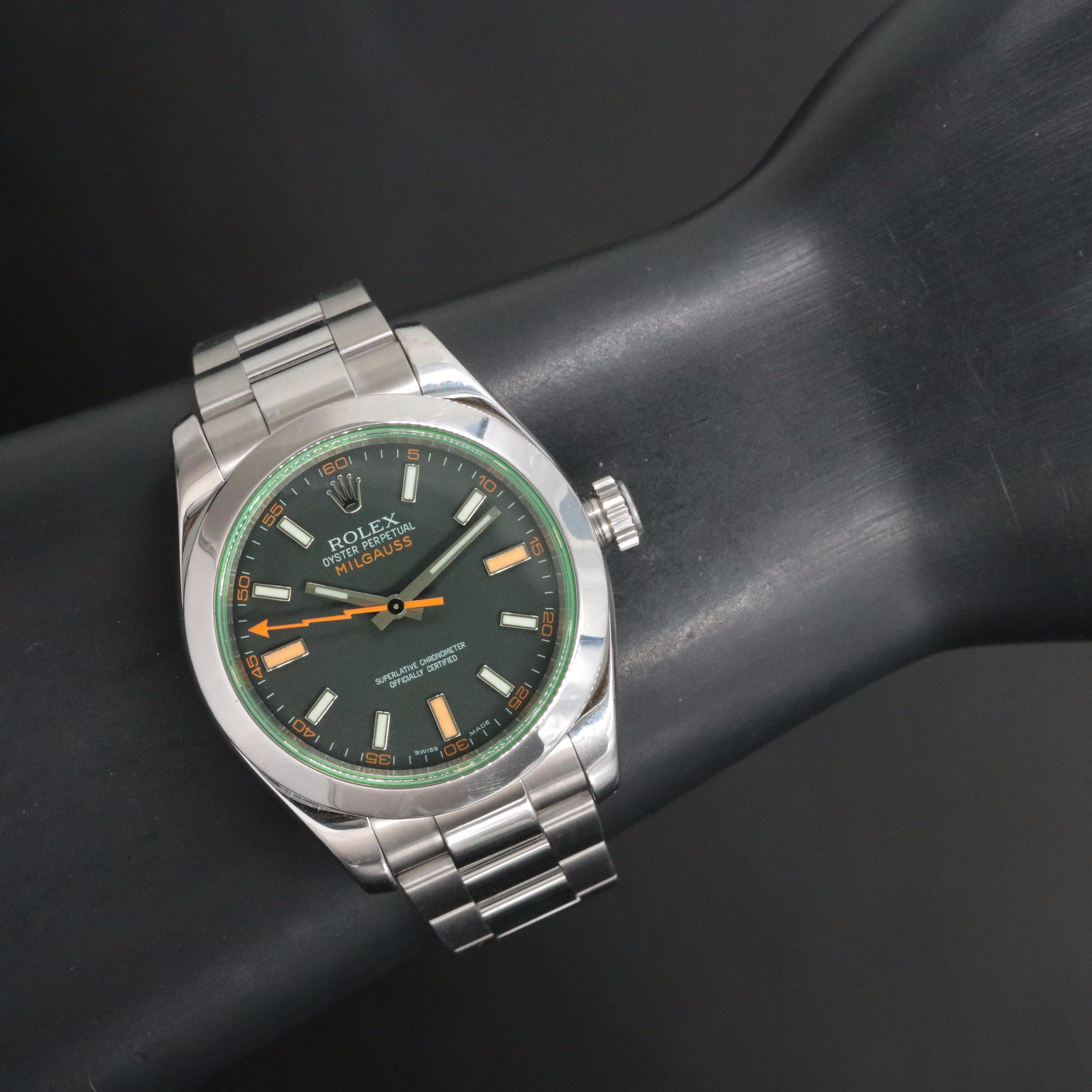 Rolex Milgauss Green Crystal Ref.116400 Stainless Steel 2008 Watch