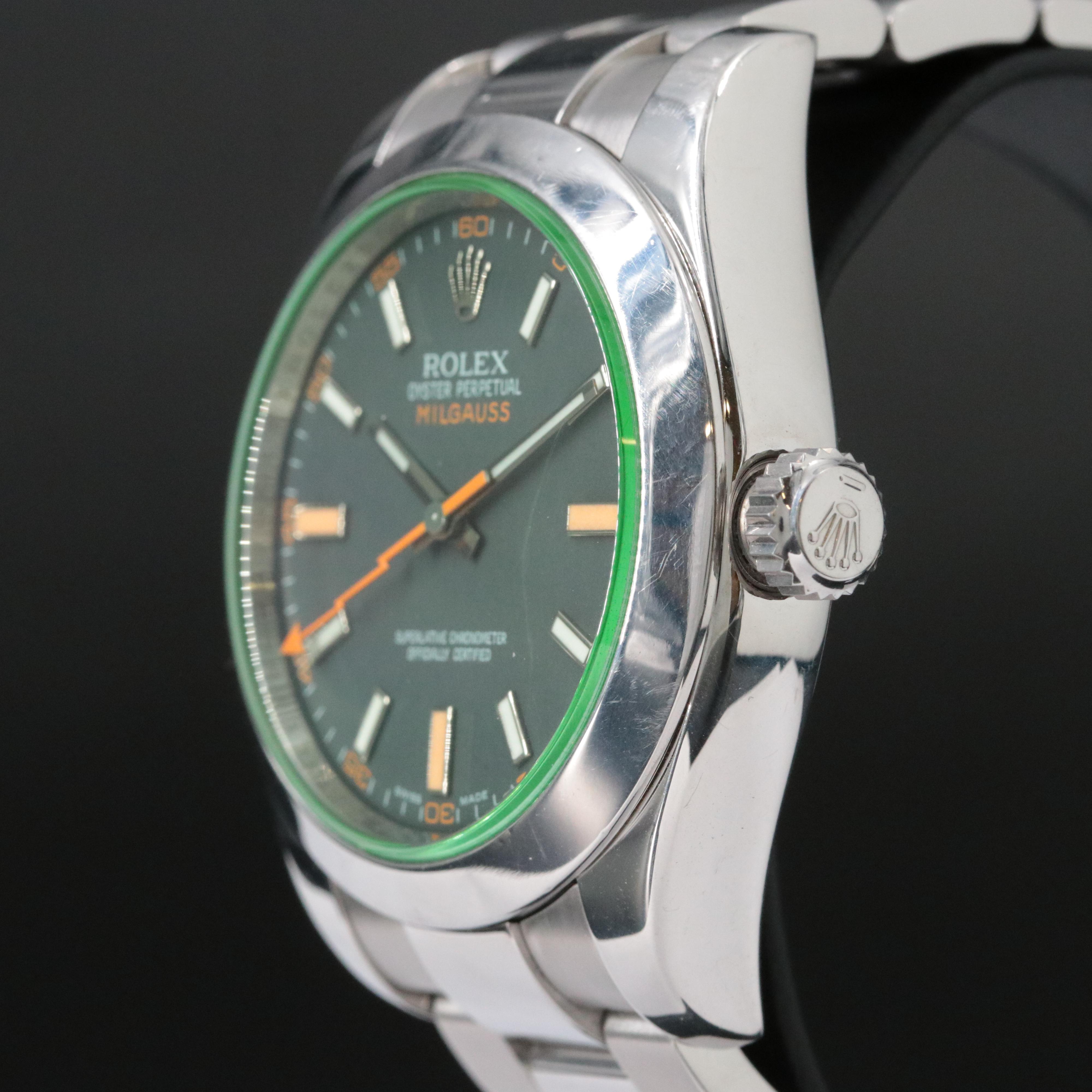 Rolex Milgauss Green Crystal Ref.116400 Stainless Steel 2008 Watch