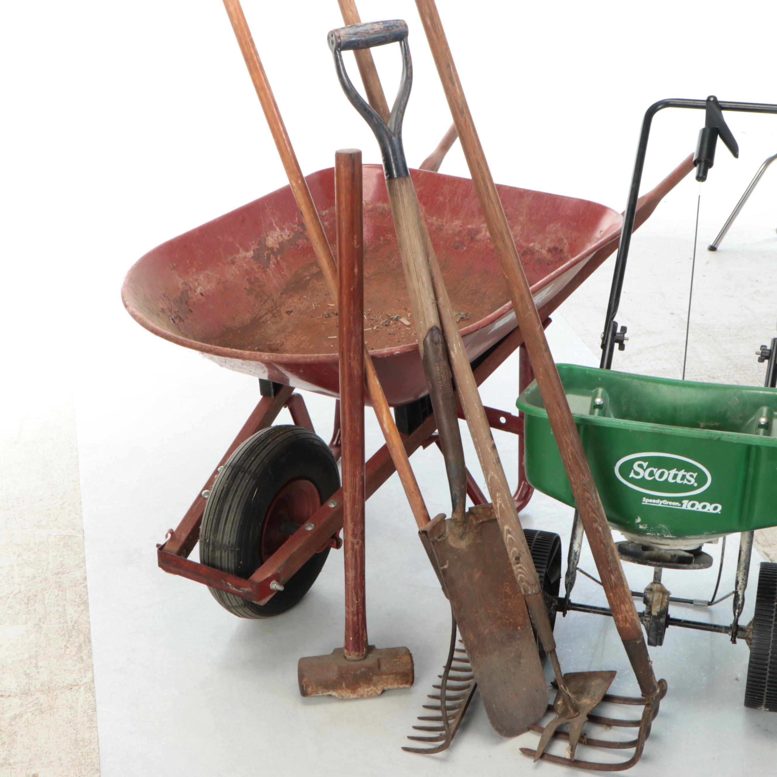 Black+Decker Hedge Trimmer, True Temper Wheelbarrow, and More Lawn Tools