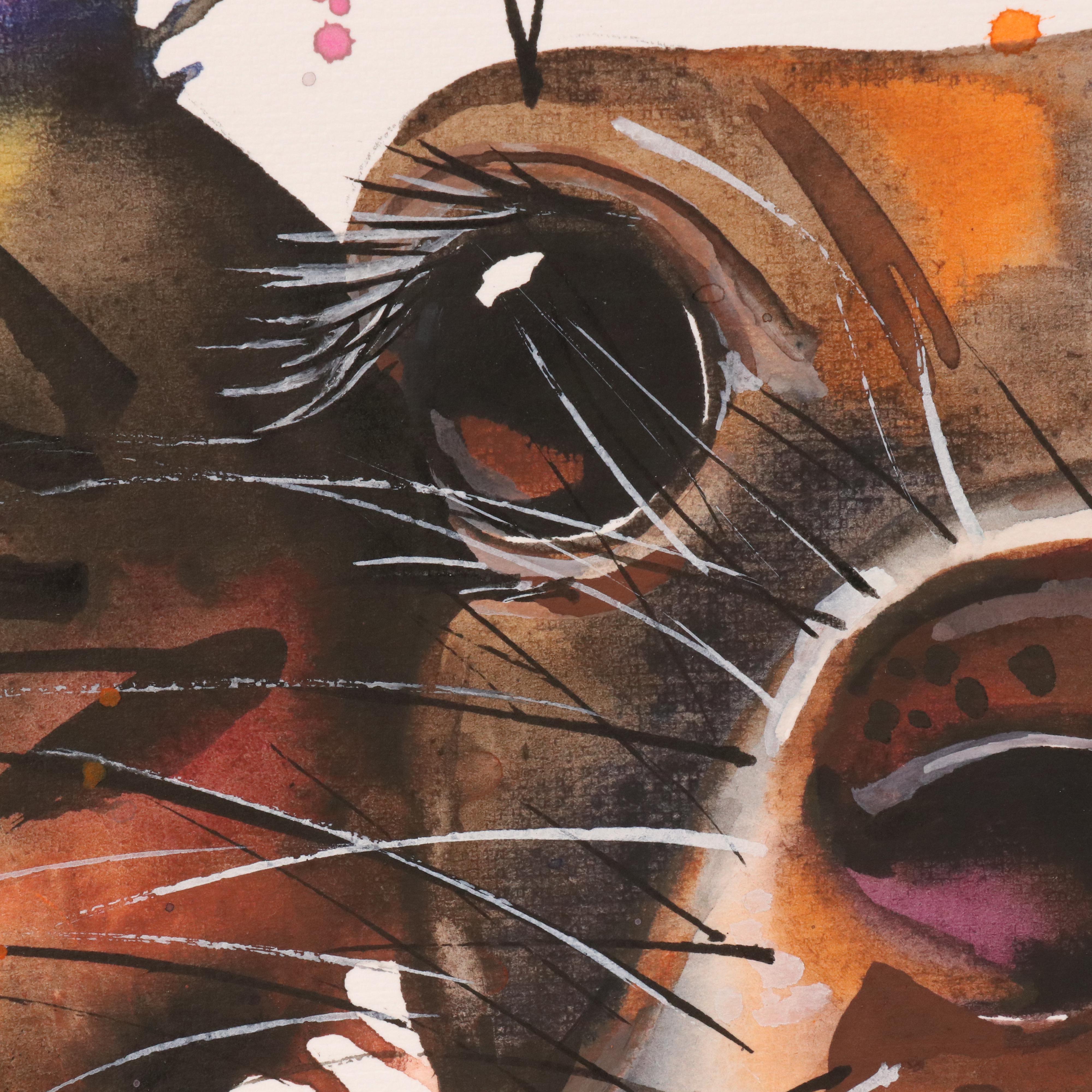 Anne Gorywine Watercolor Painting of Stylized Cow, 2025