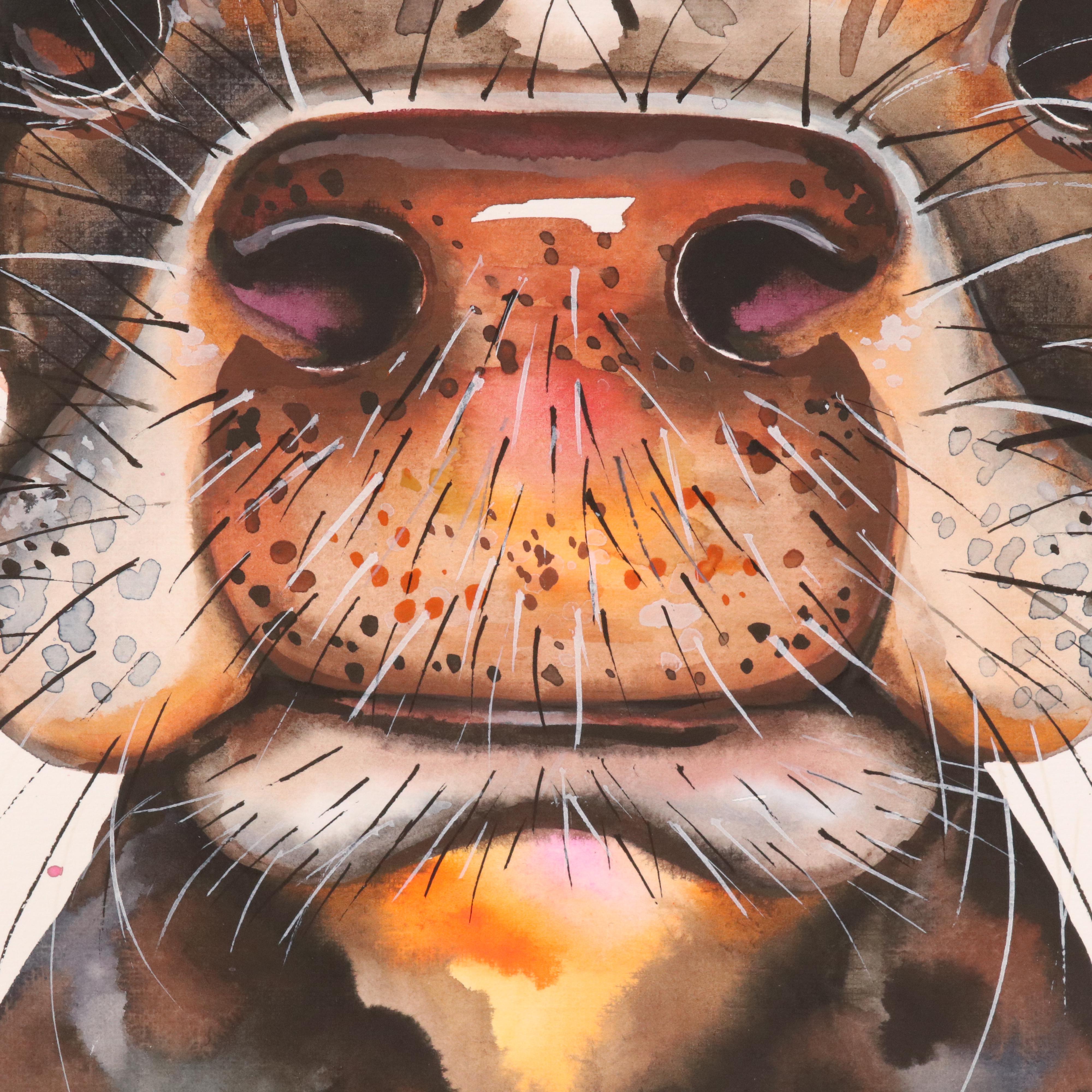 Anne Gorywine Watercolor Painting of Stylized Cow, 2025