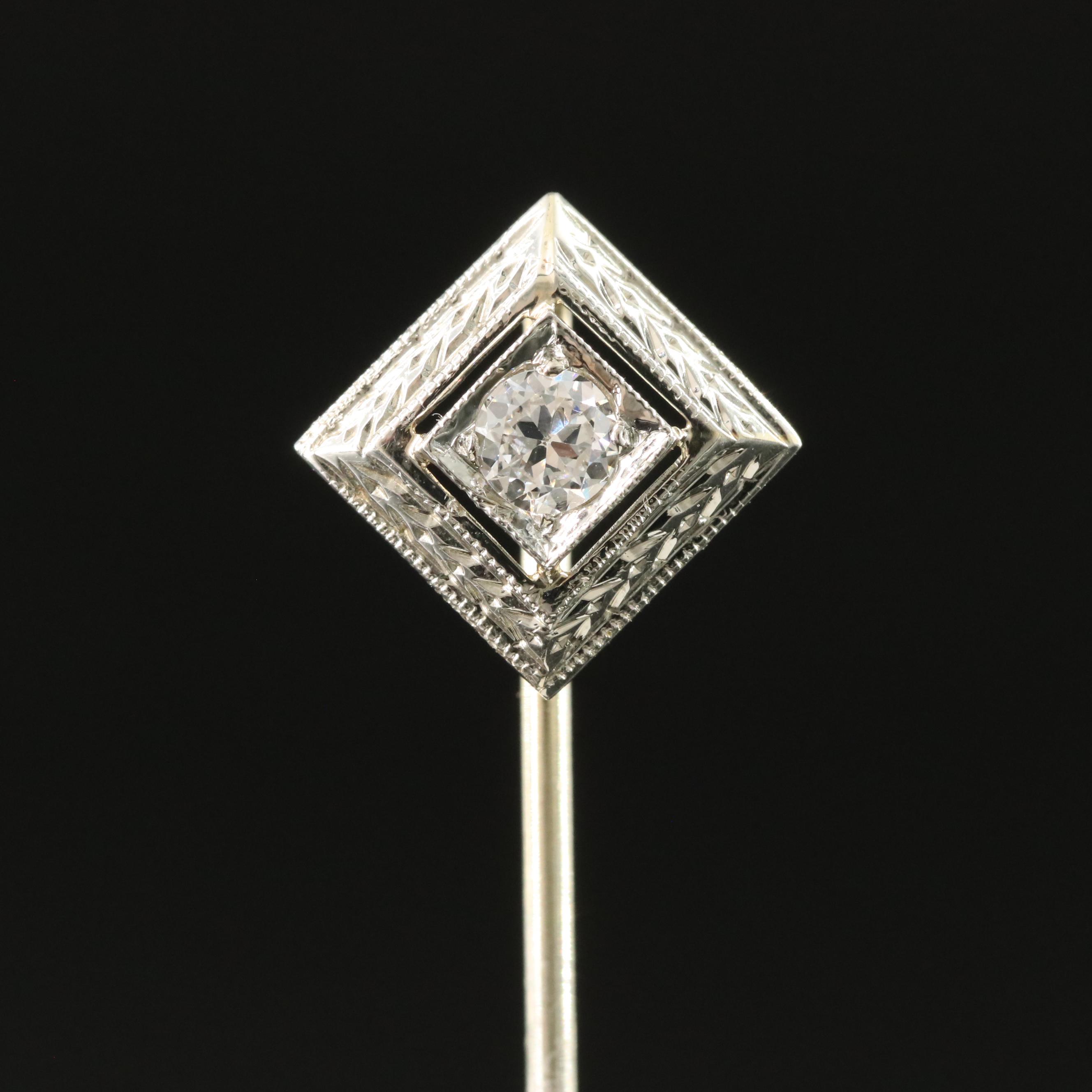 Vintage 14K 0.19 CT Diamond Stickpin