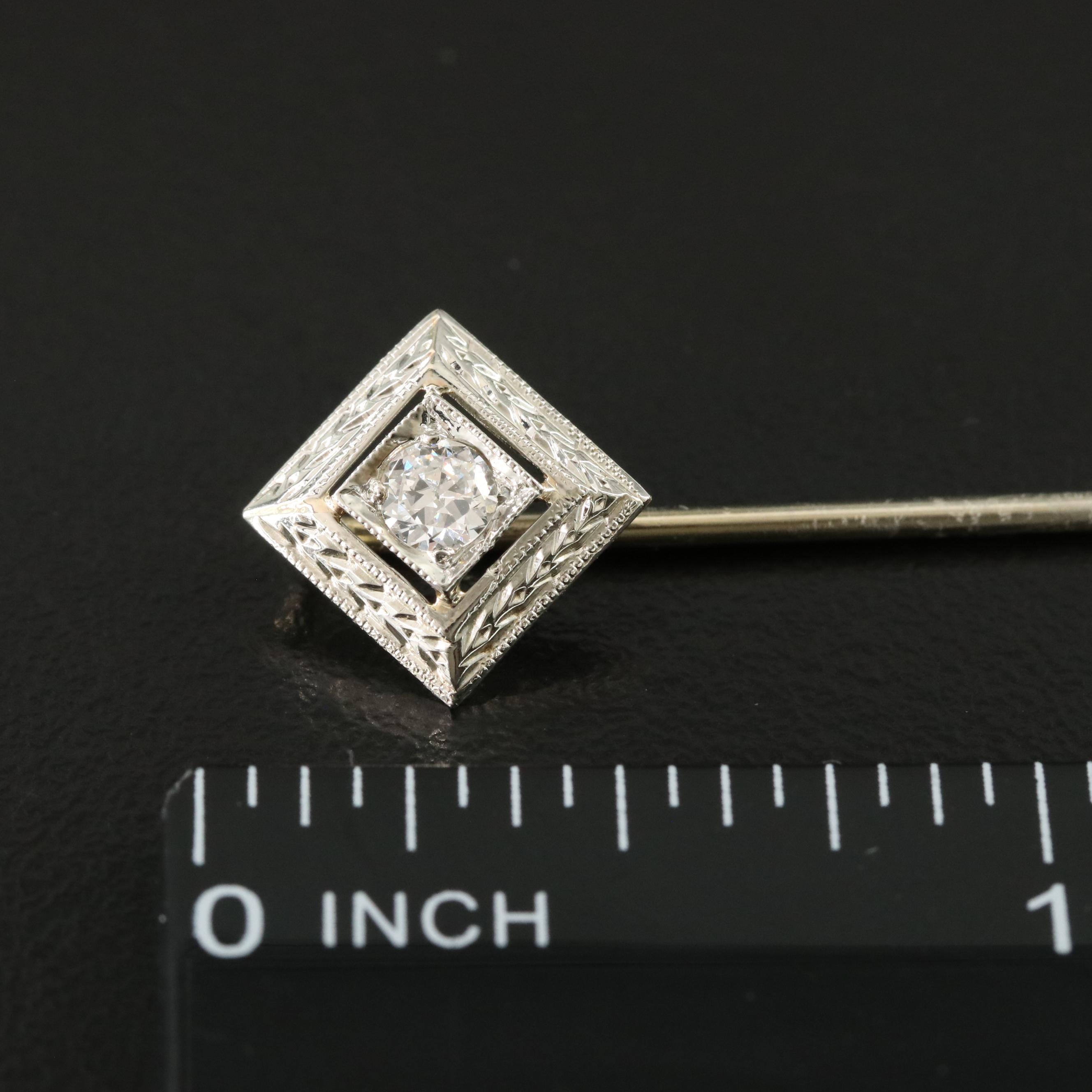 Vintage 14K 0.19 CT Diamond Stickpin