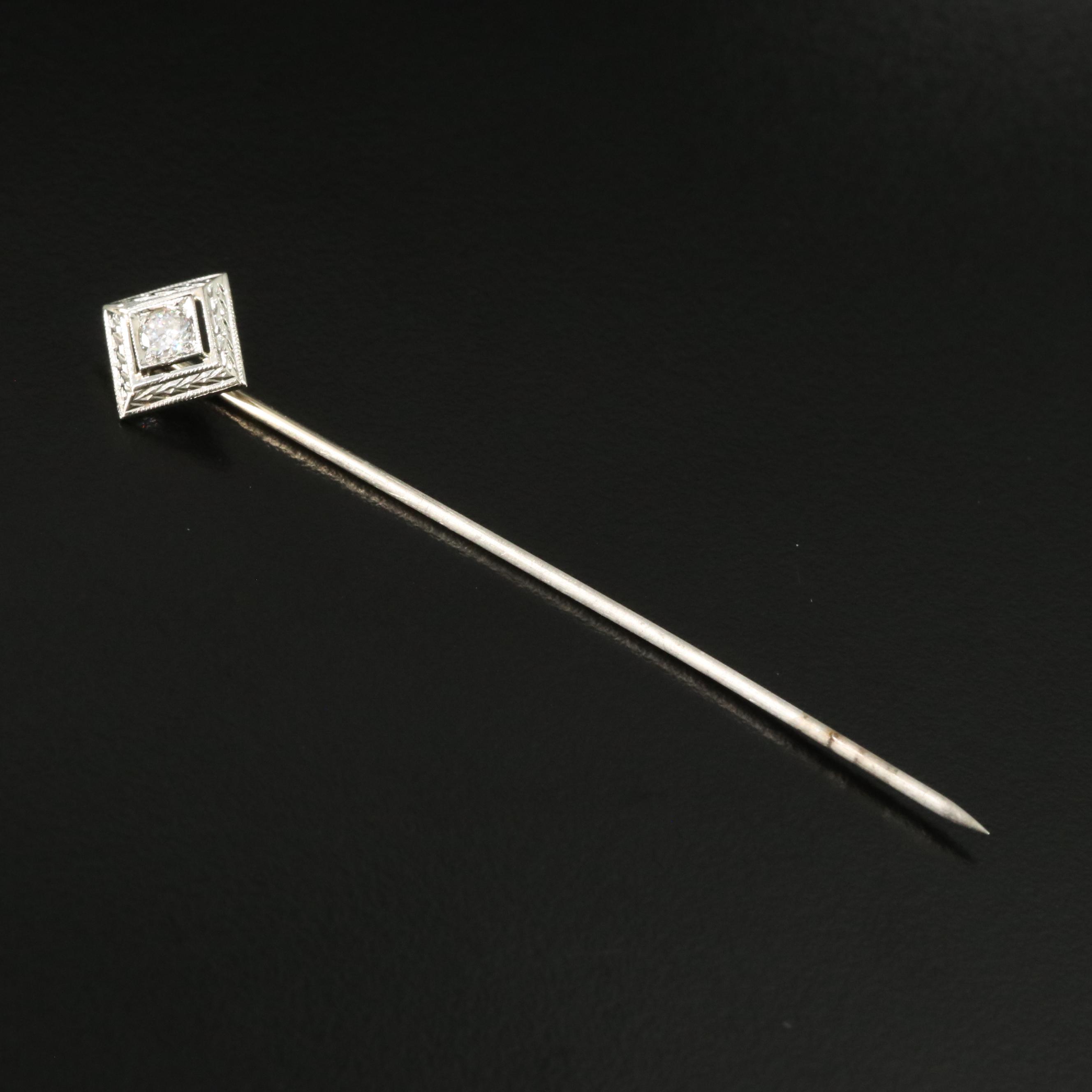 Vintage 14K 0.19 CT Diamond Stickpin