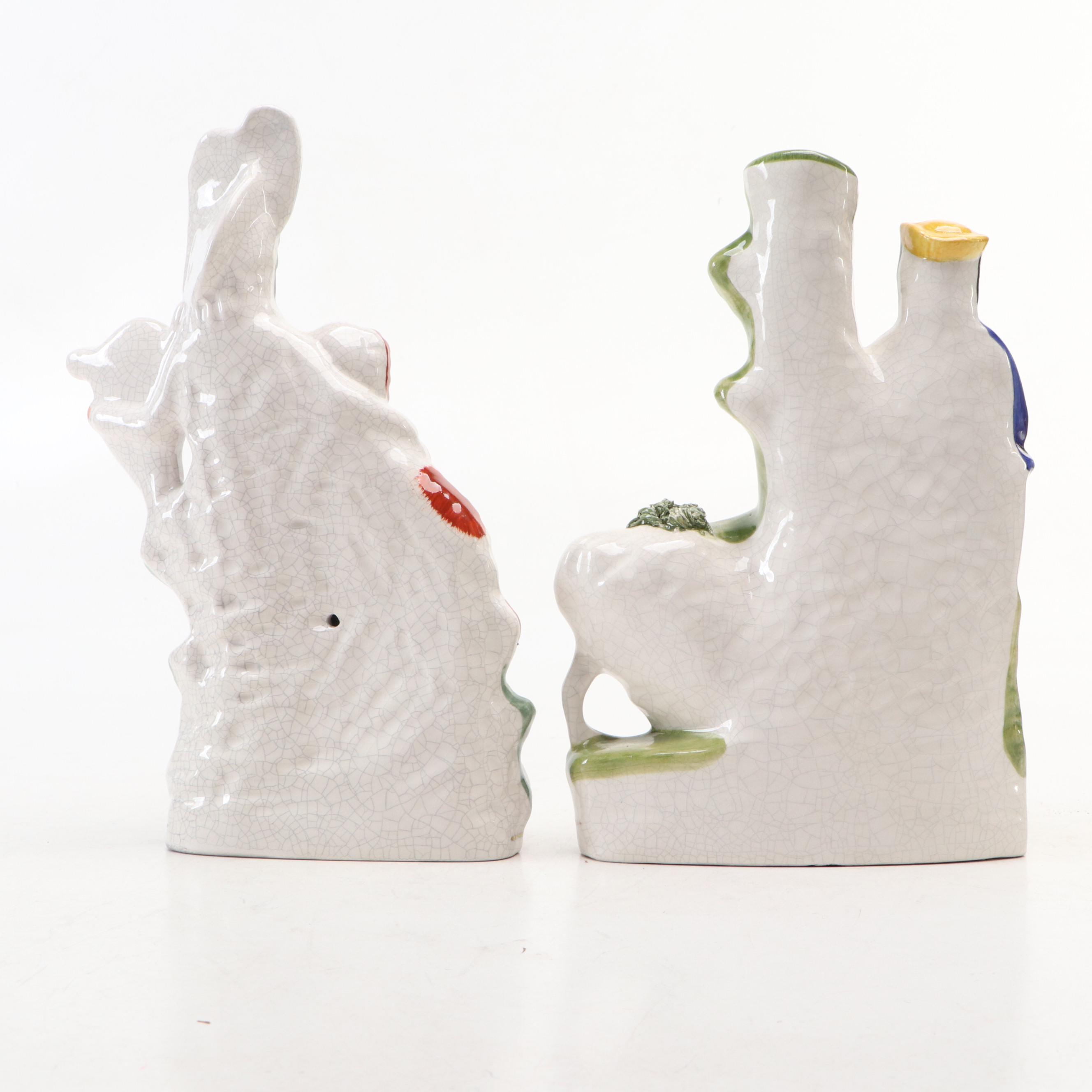 Staffordshire Flat Back Figurine and Spill Vase, Mid to Late 20th Century
