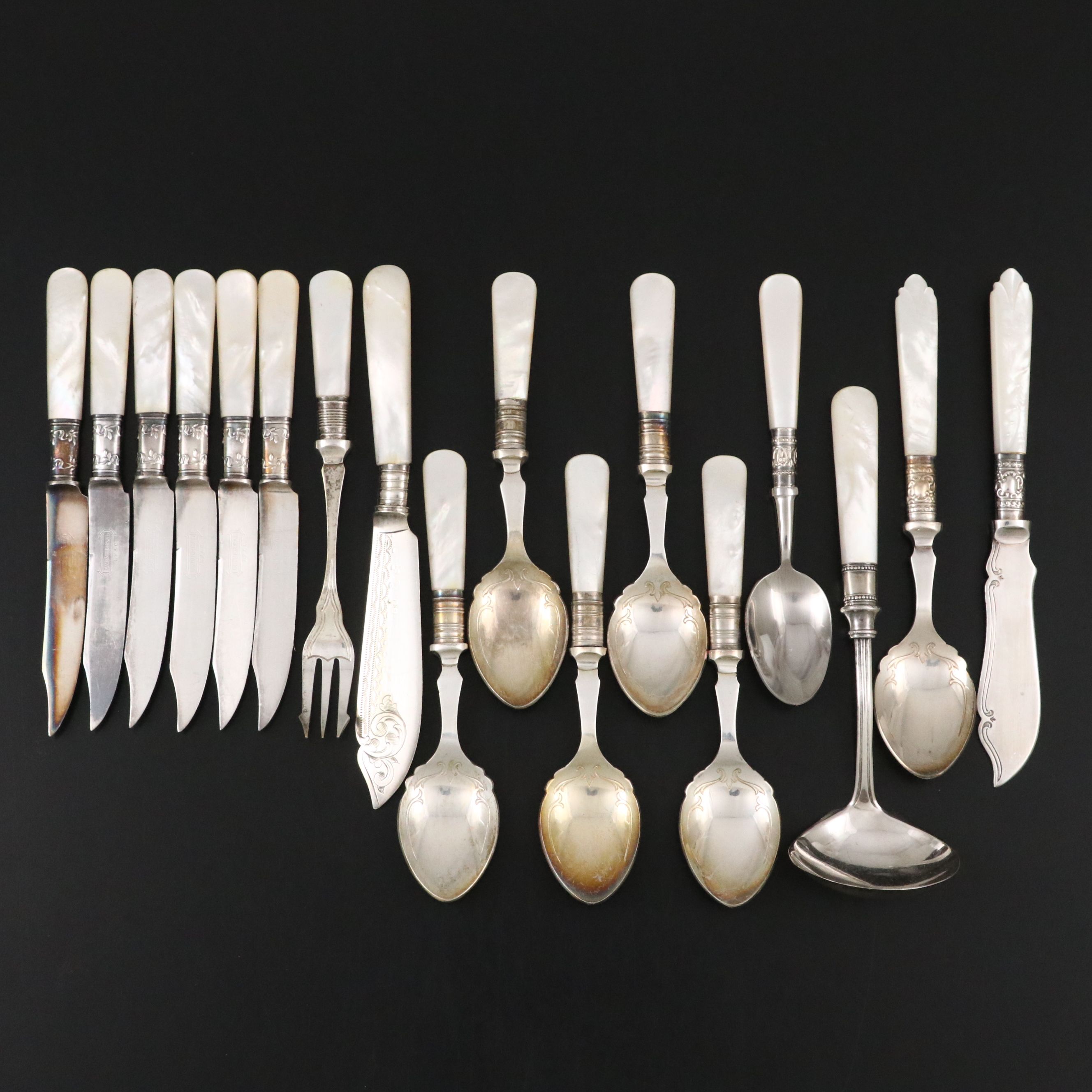 Johnson Bros., Universal, and Other Silver Plate and Mother-of-Pearl Flatware