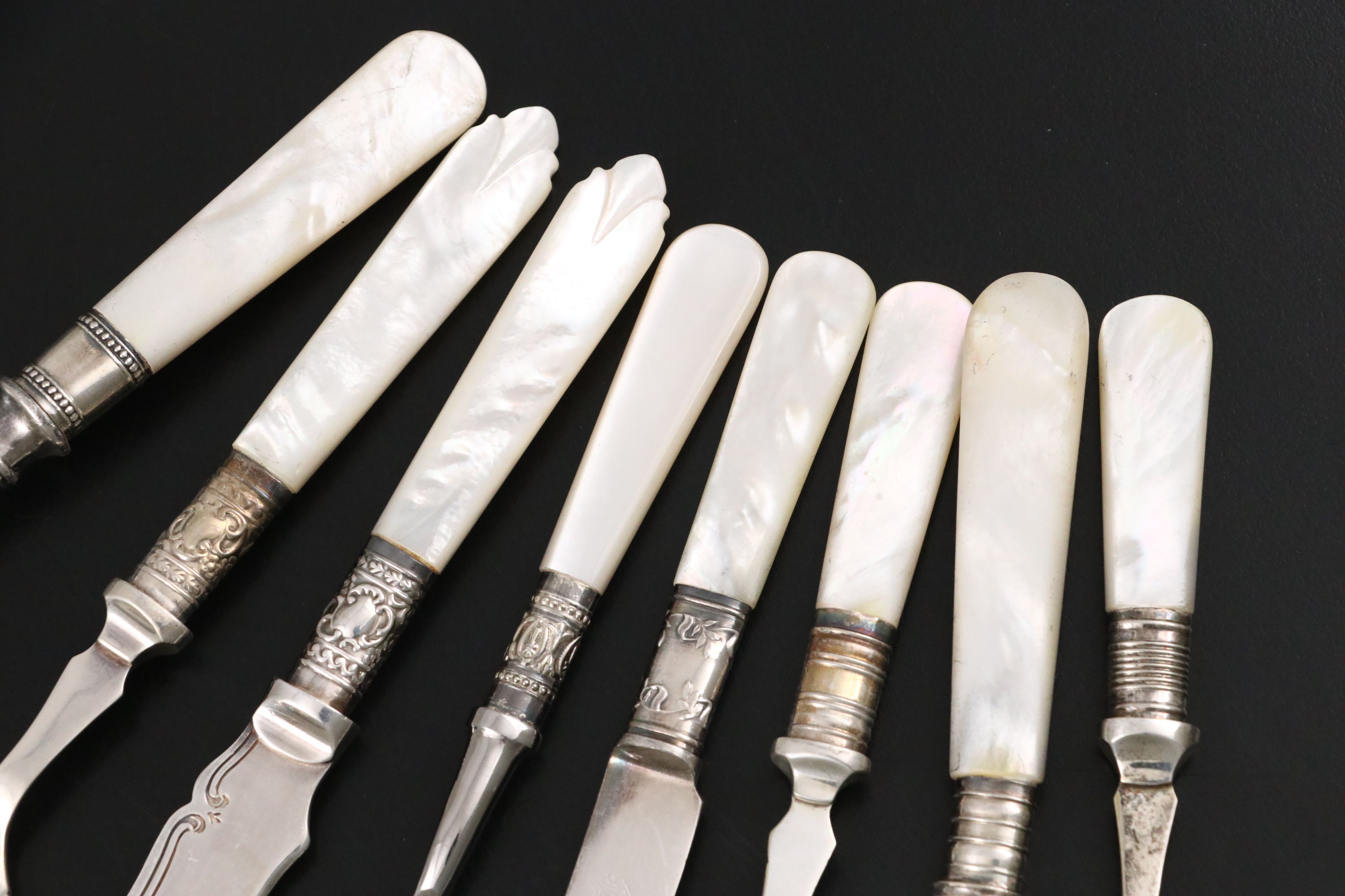Johnson Bros., Universal, and Other Silver Plate and Mother-of-Pearl Flatware