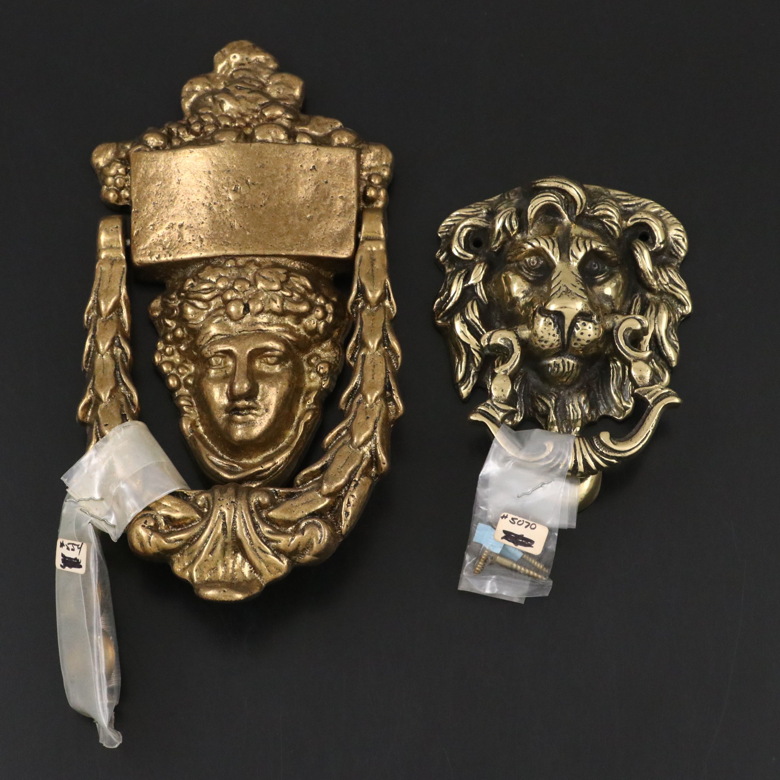 Brass Lion and Figural Door Knockers