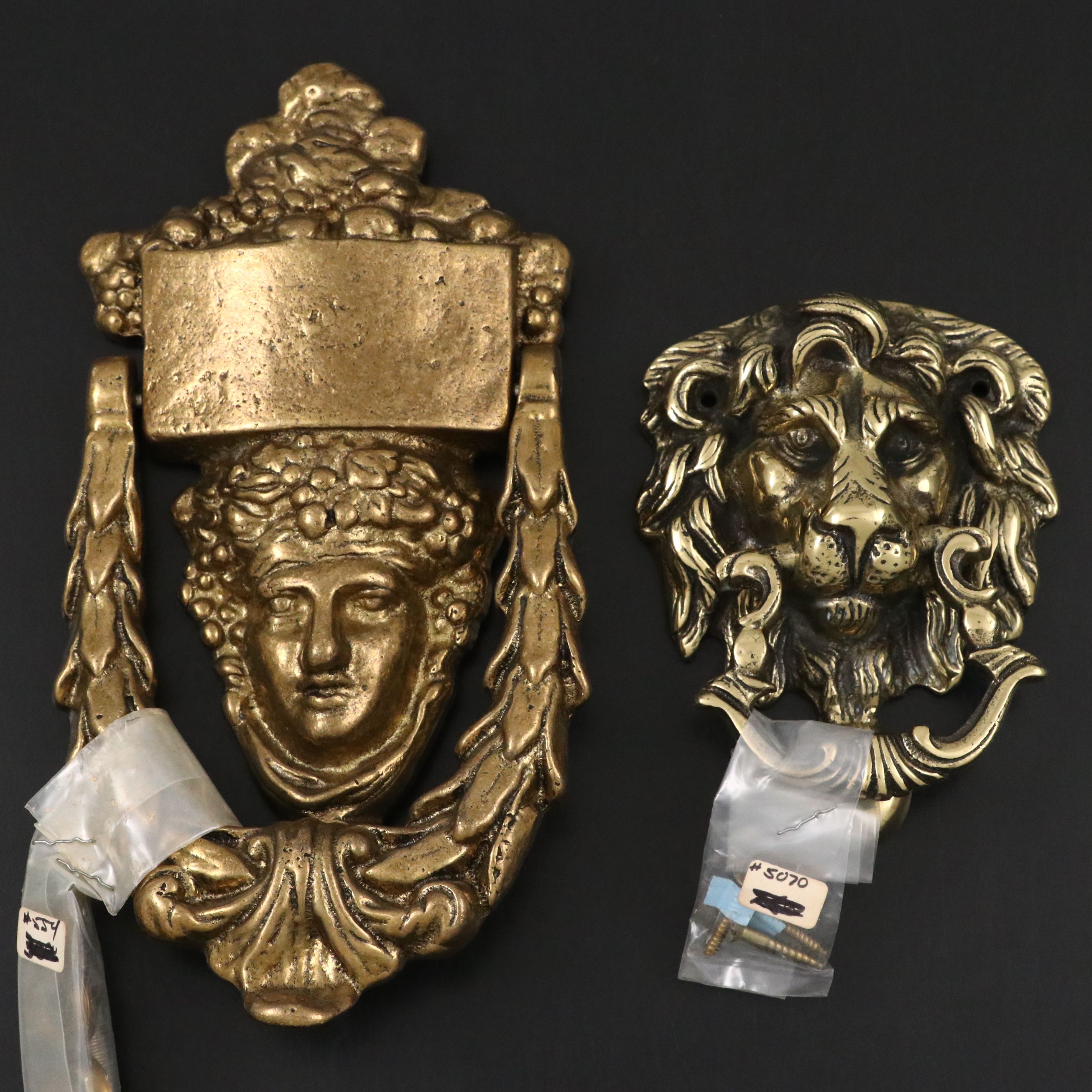 Brass Lion and Figural Door Knockers