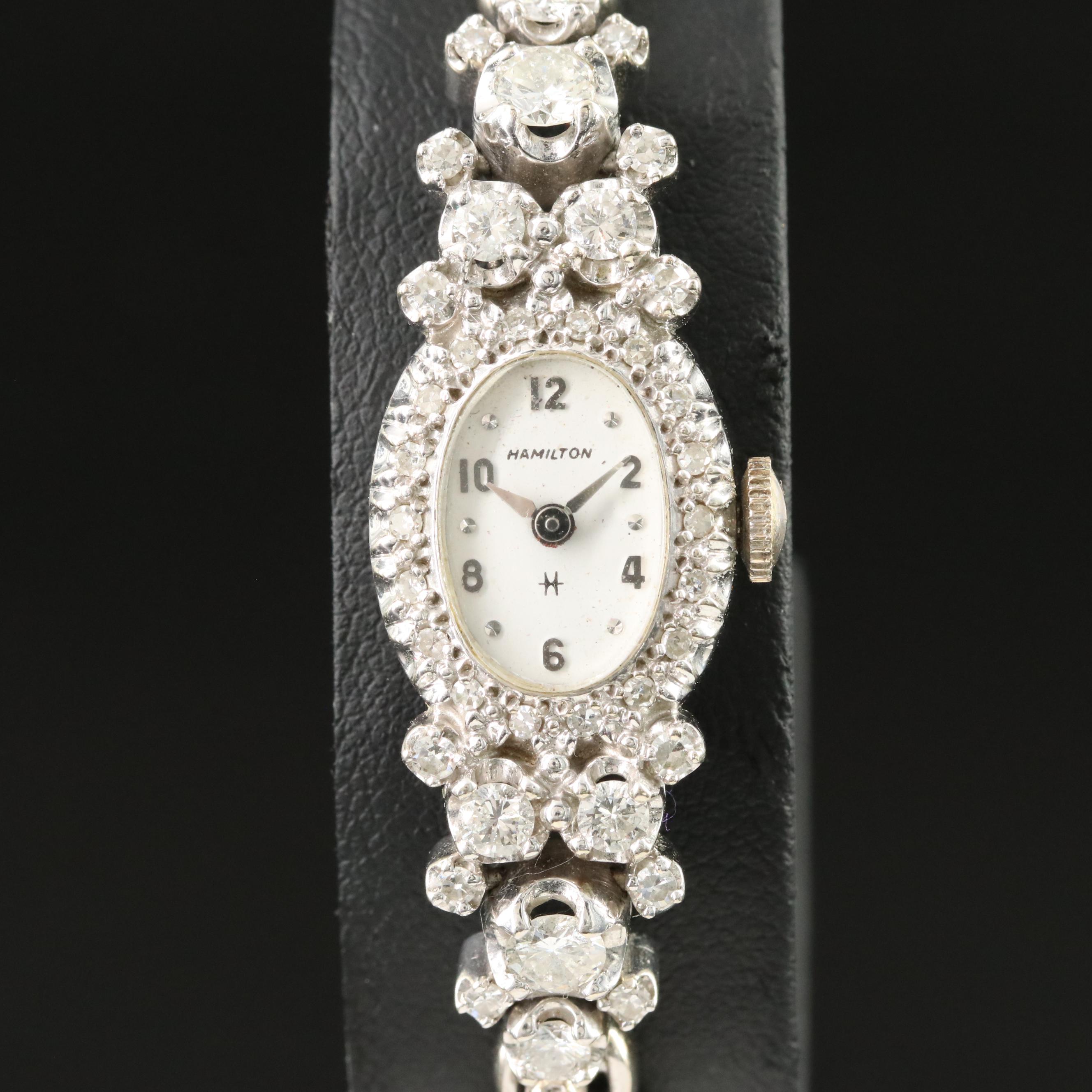 14Kt and Diamond Hamilton Vintage Manual Wind Watch