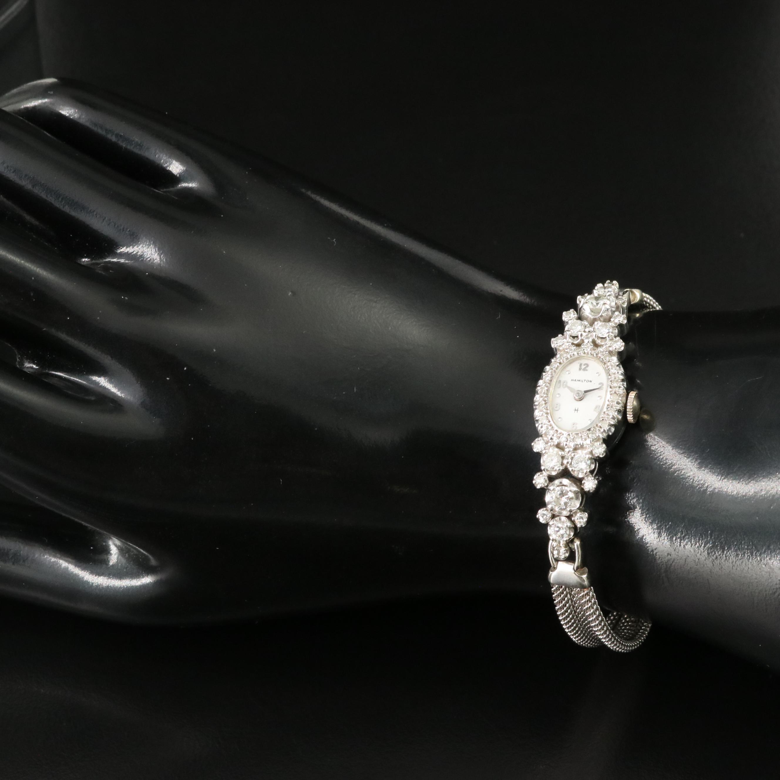 14Kt and Diamond Hamilton Vintage Manual Wind Watch