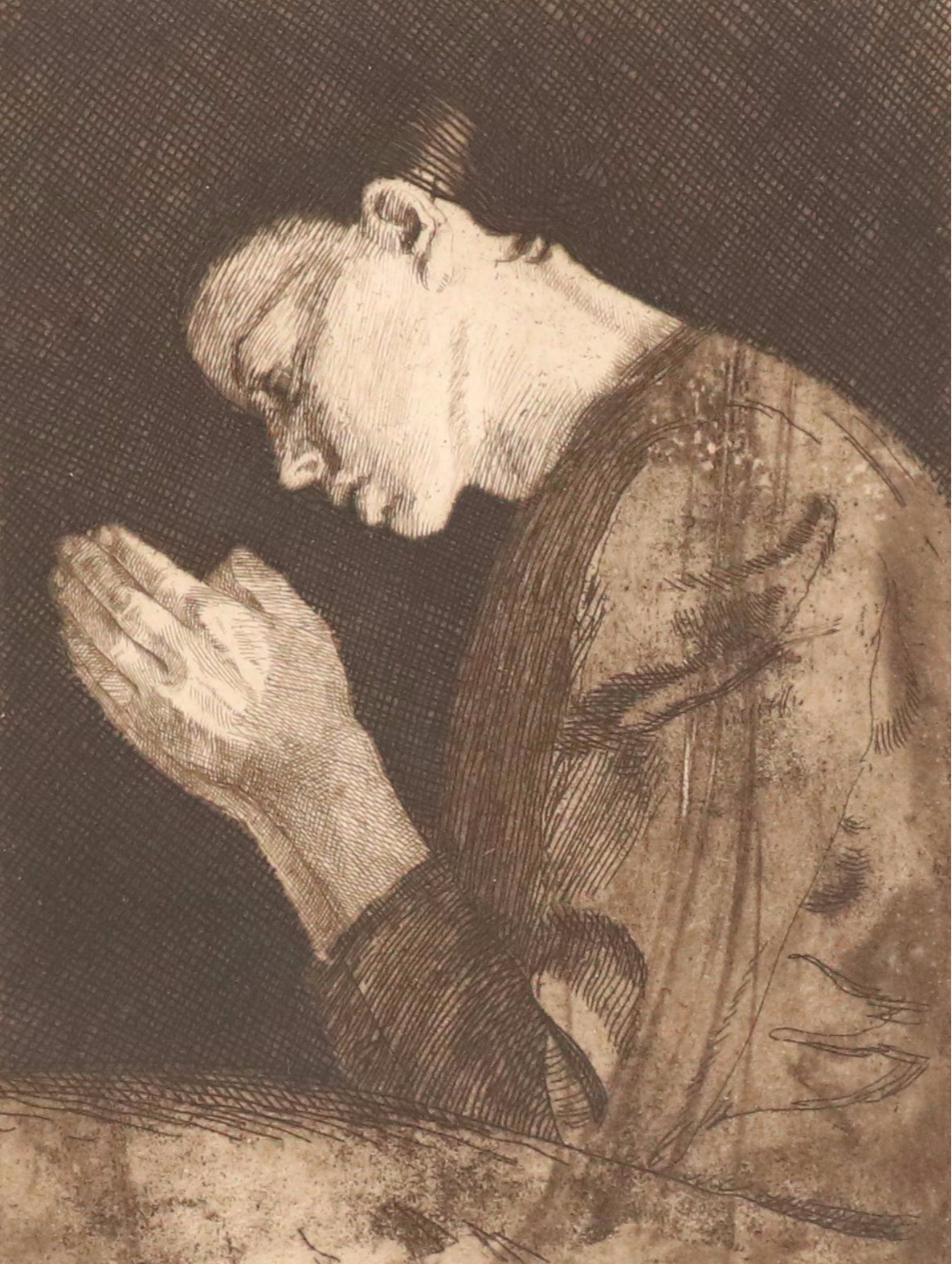 After Kathe Kollwitz Etching "Girl Praying," Early/ Mid-20th Century