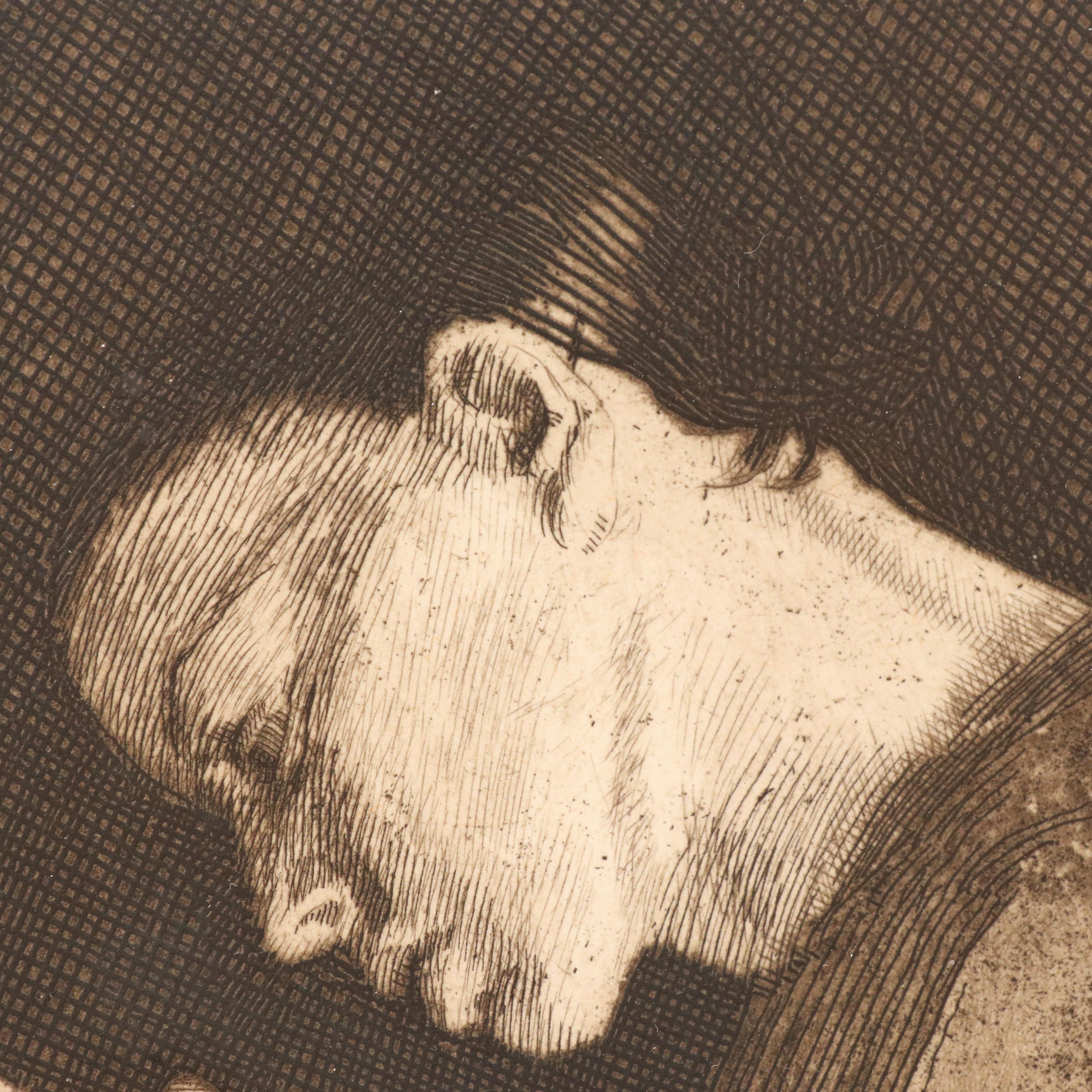 After Kathe Kollwitz Etching "Girl Praying," Early/ Mid-20th Century