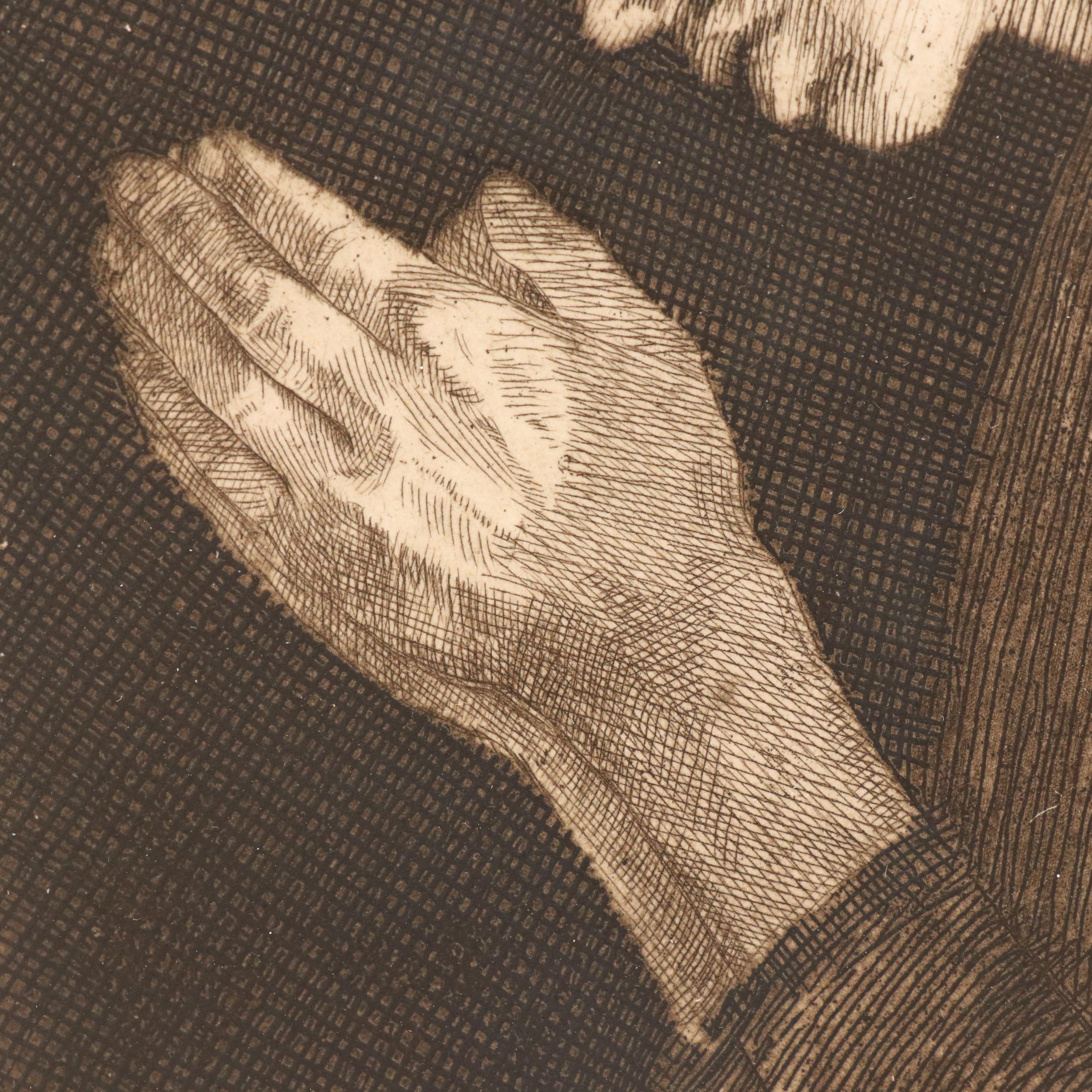 After Kathe Kollwitz Etching "Girl Praying," Early/ Mid-20th Century