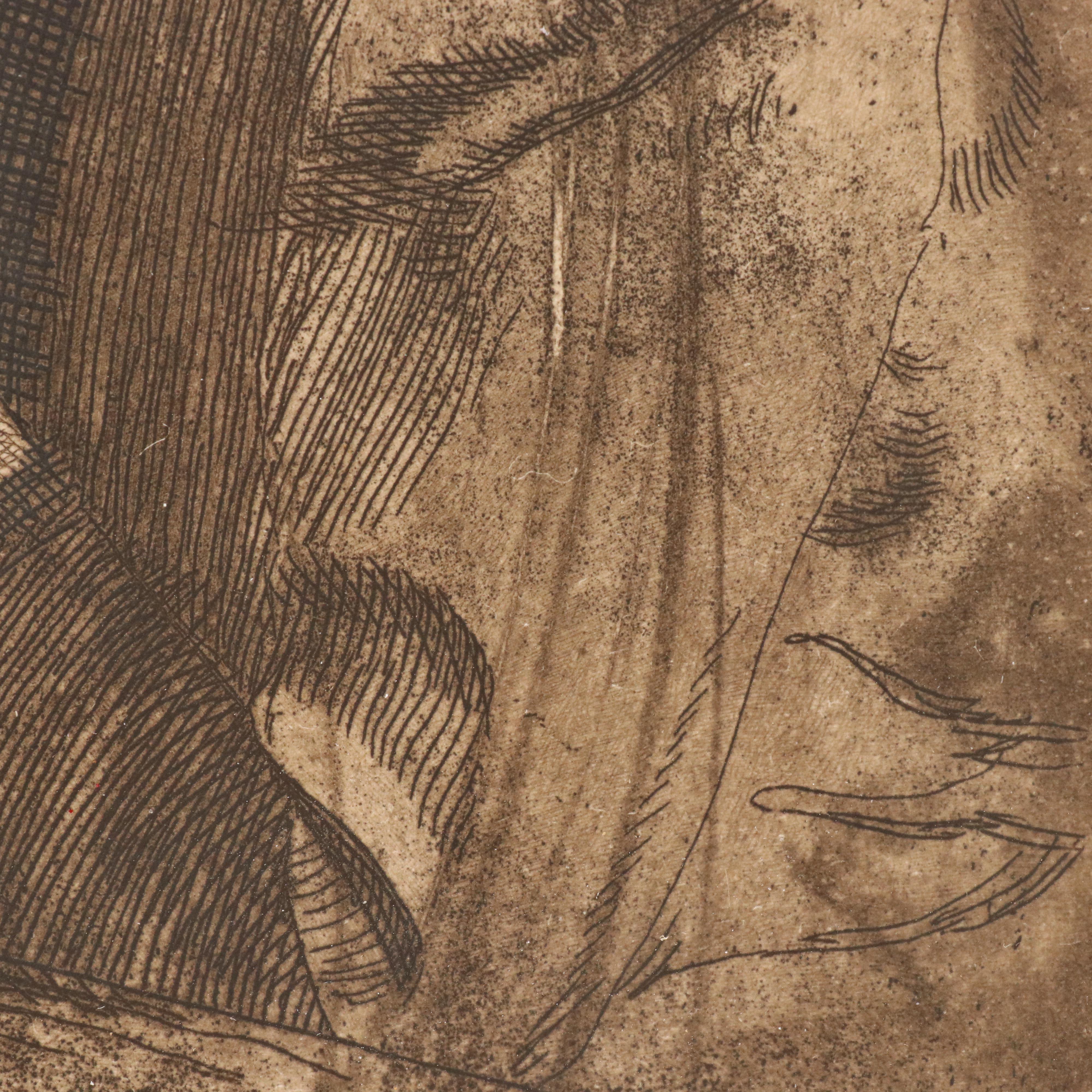 After Kathe Kollwitz Etching "Girl Praying," Early/ Mid-20th Century