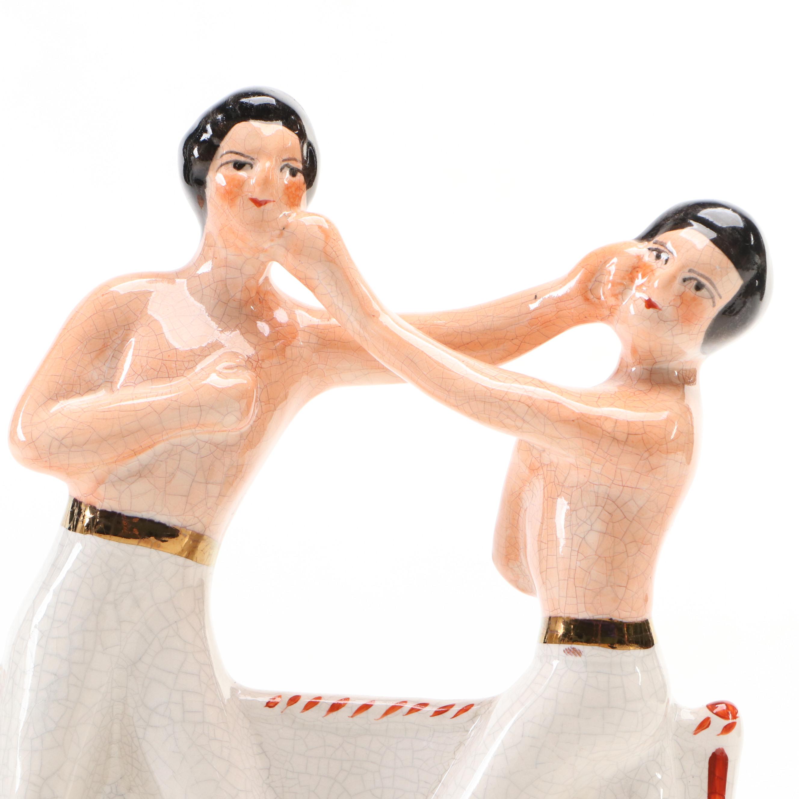 English Staffordshire Style "Heenan and Sayers" Ceramic Figurine