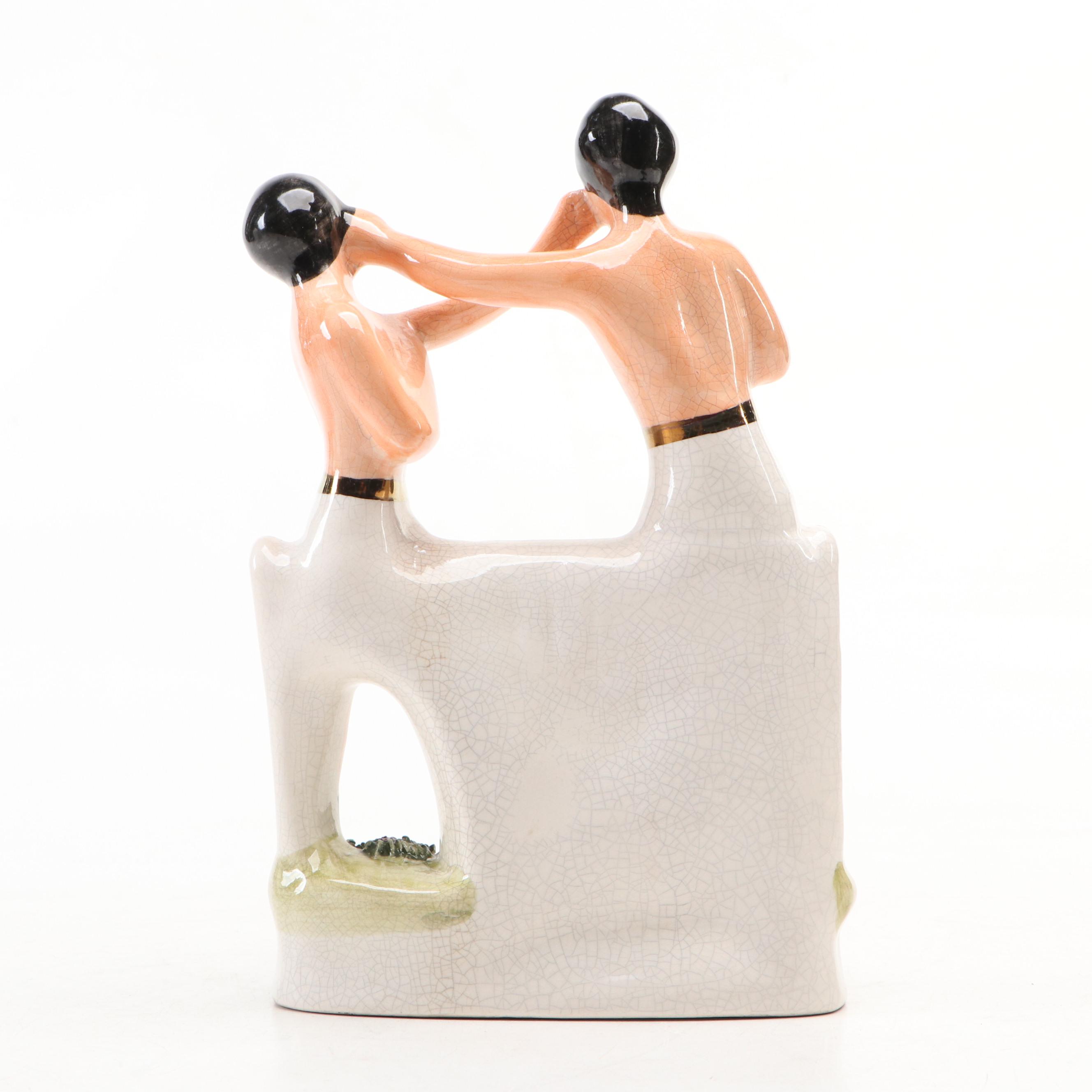 English Staffordshire Style "Heenan and Sayers" Ceramic Figurine