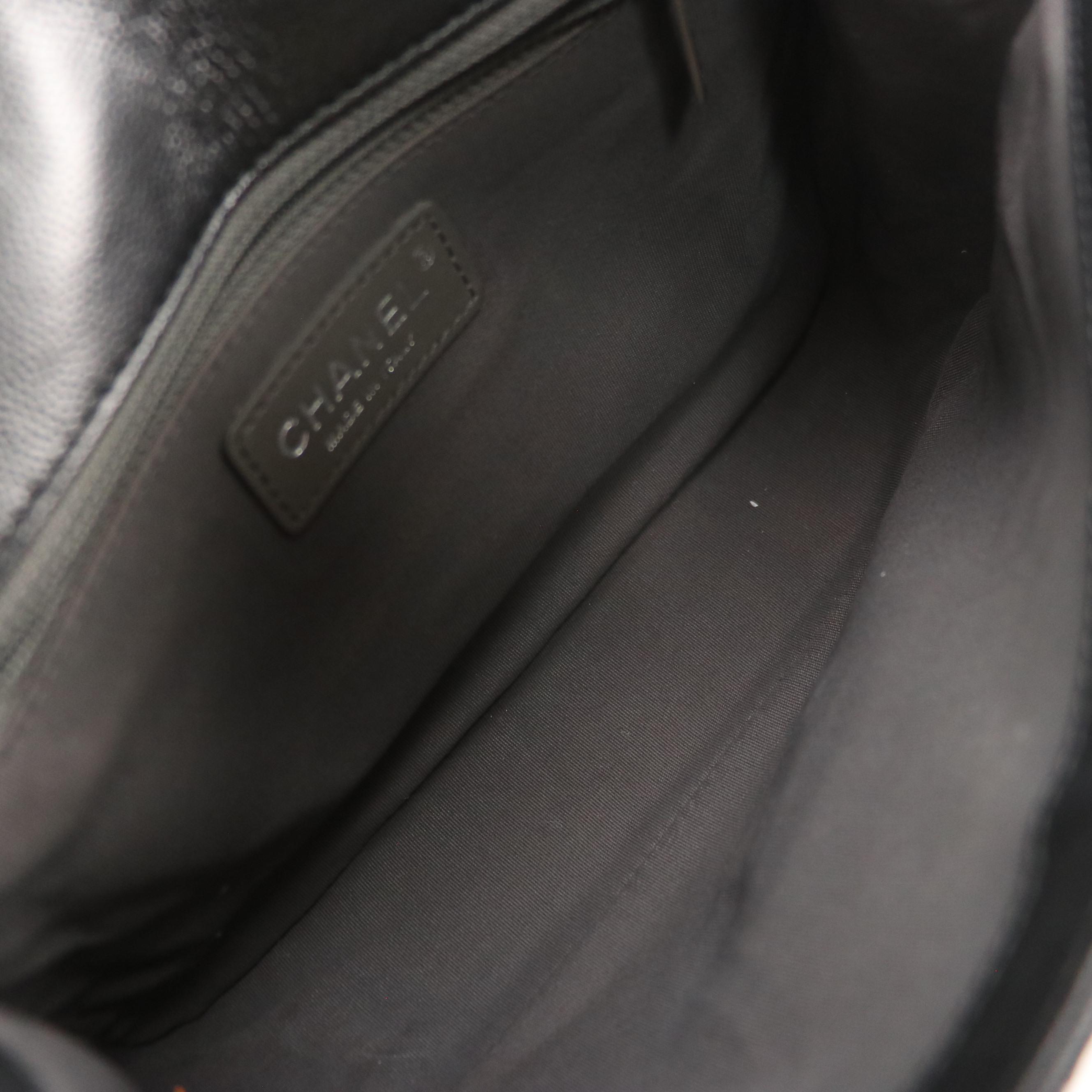 Chanel Macro Chevron CC Crossbody Flap Bag in Black Caviar Leather