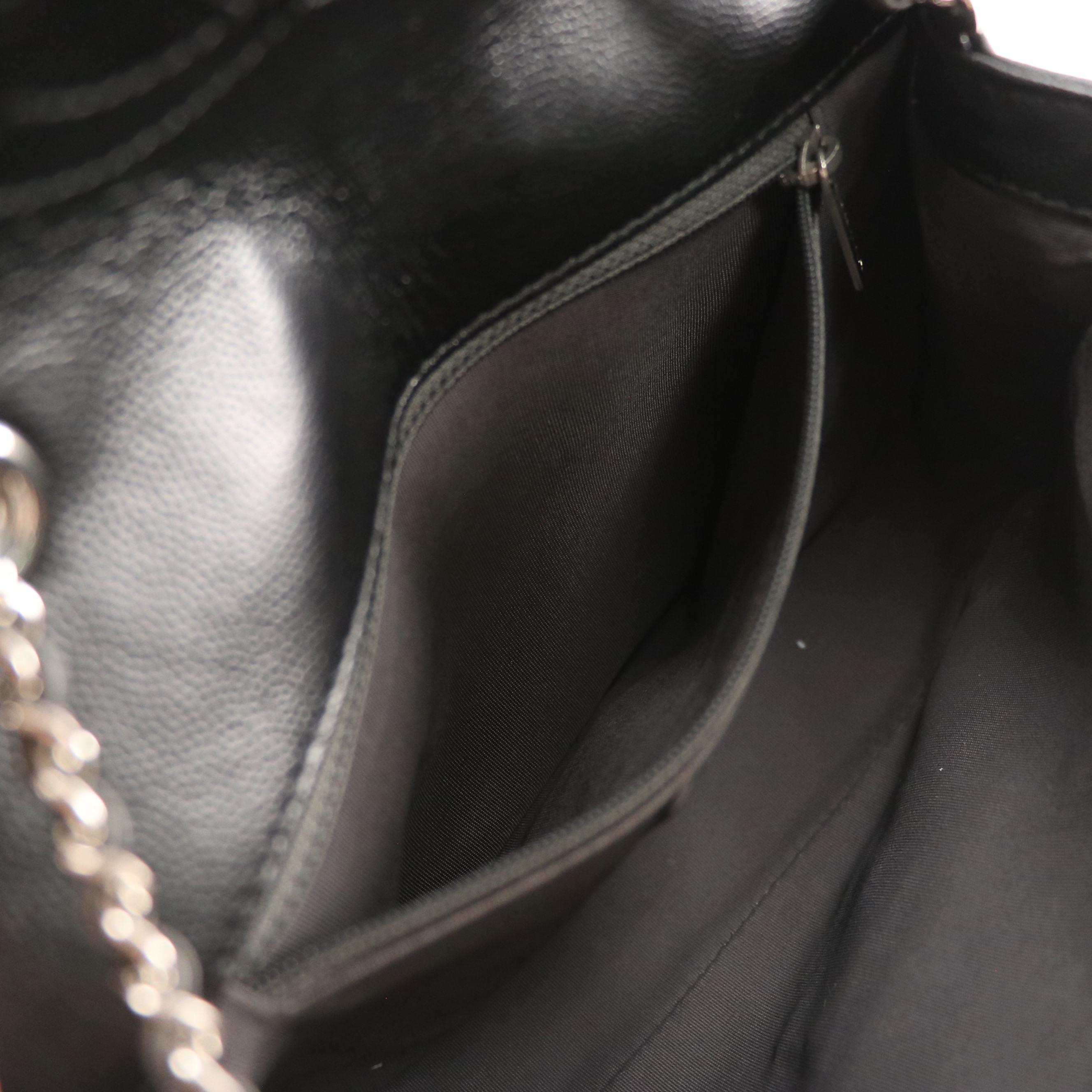 Chanel Macro Chevron CC Crossbody Flap Bag in Black Caviar Leather