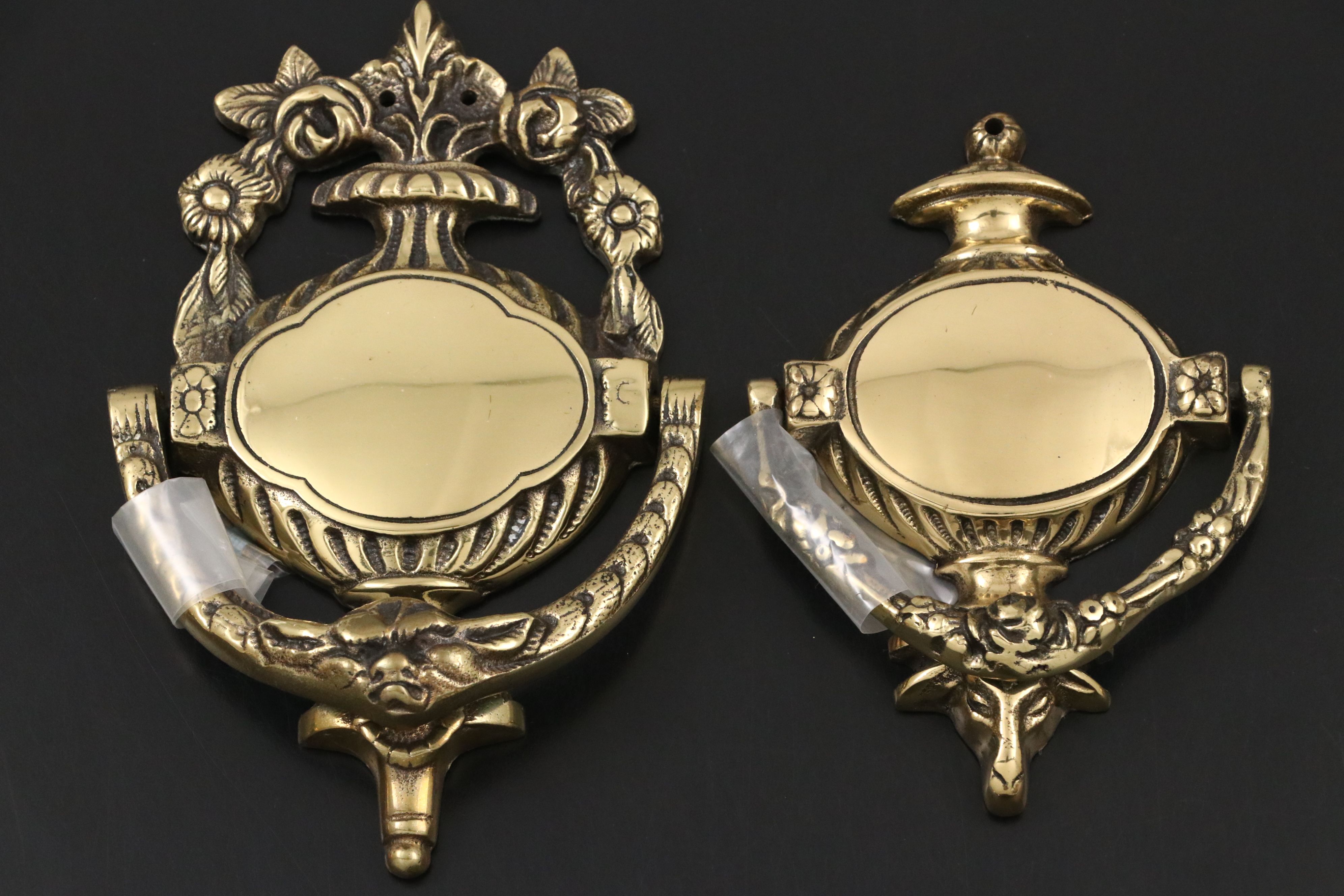 Rococo and Regency Style English Brass Door Knockers