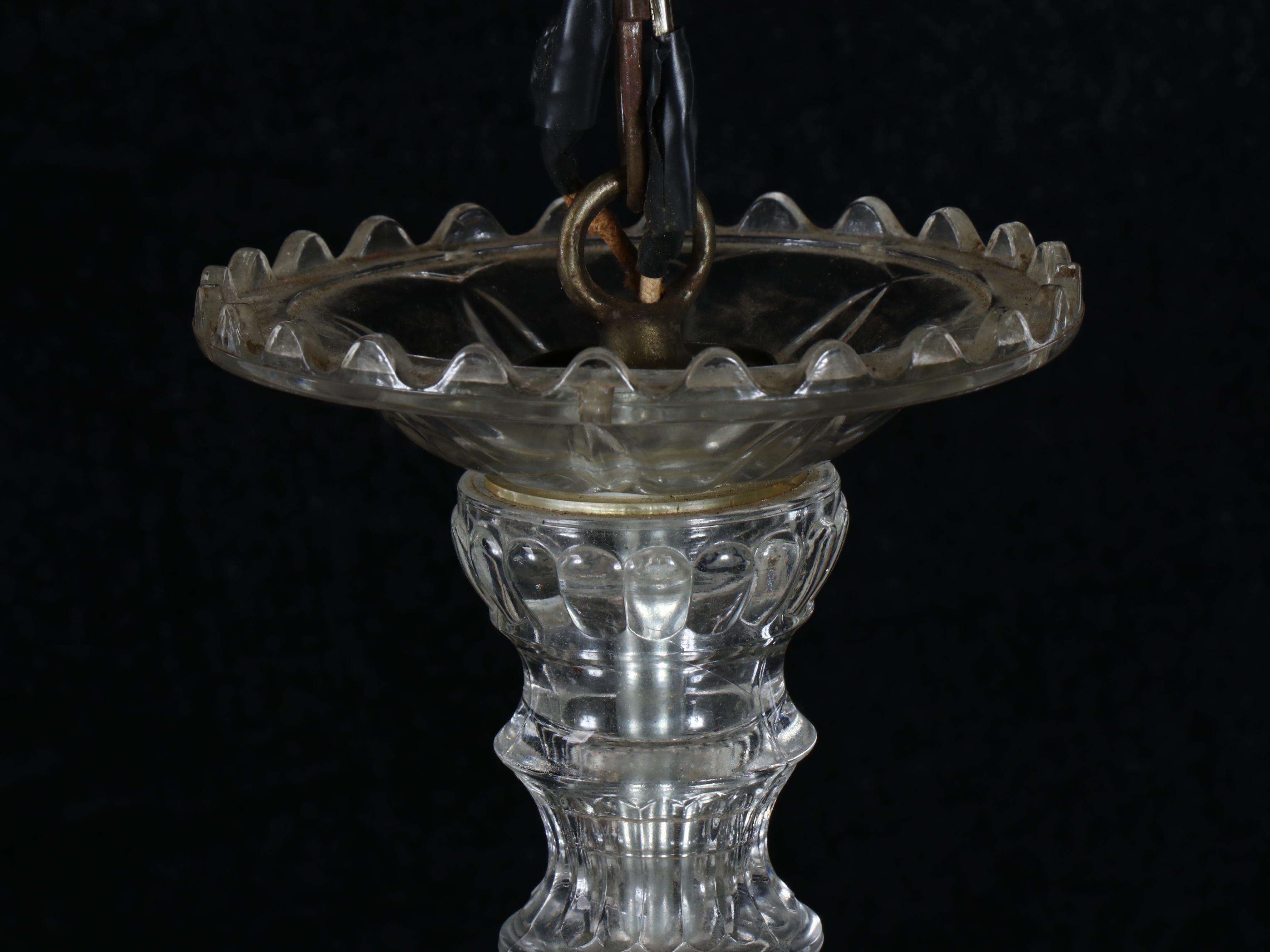 Neoclassical Glass Five-Arm Chandelier
