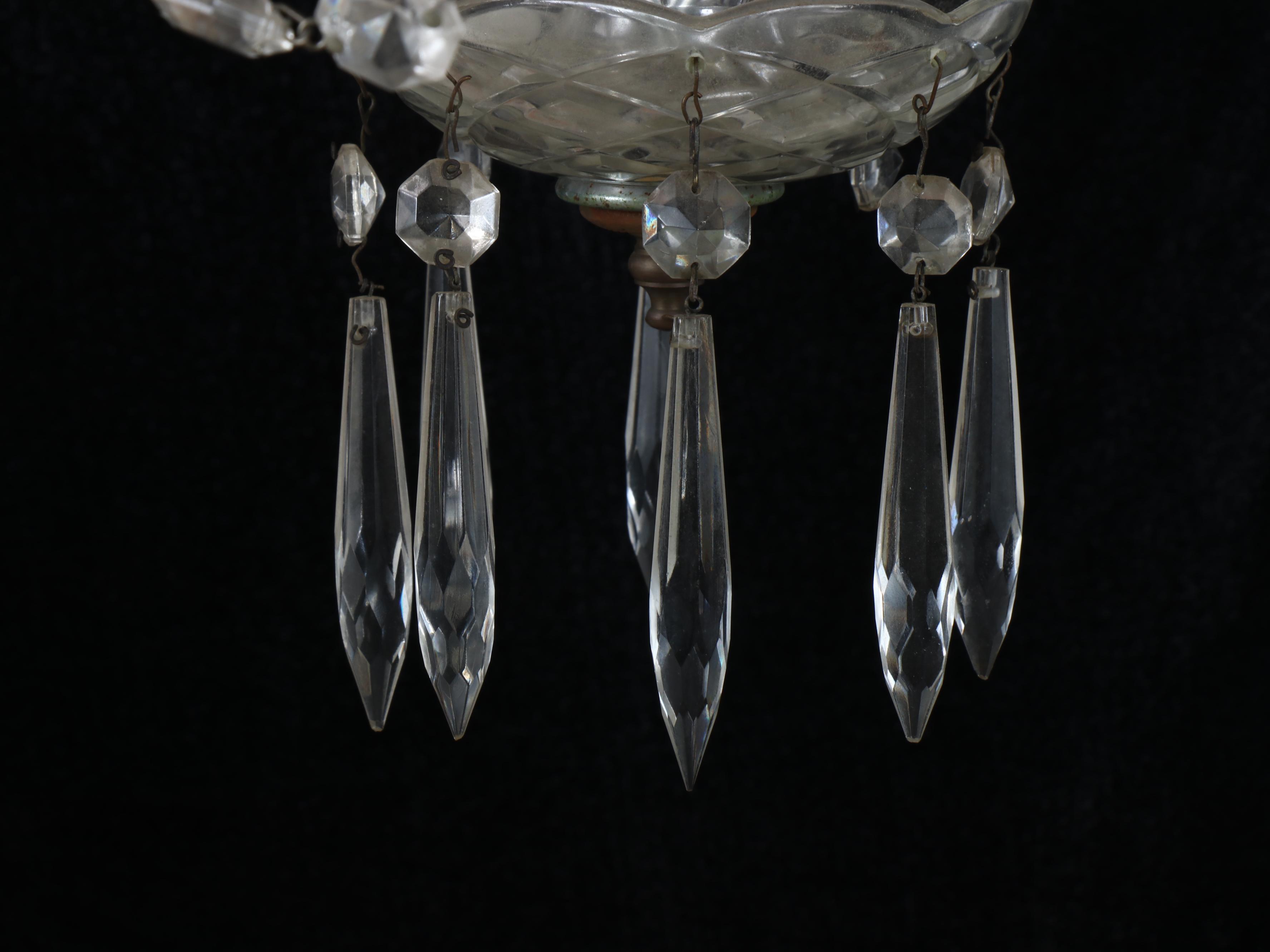 Neoclassical Glass Five-Arm Chandelier