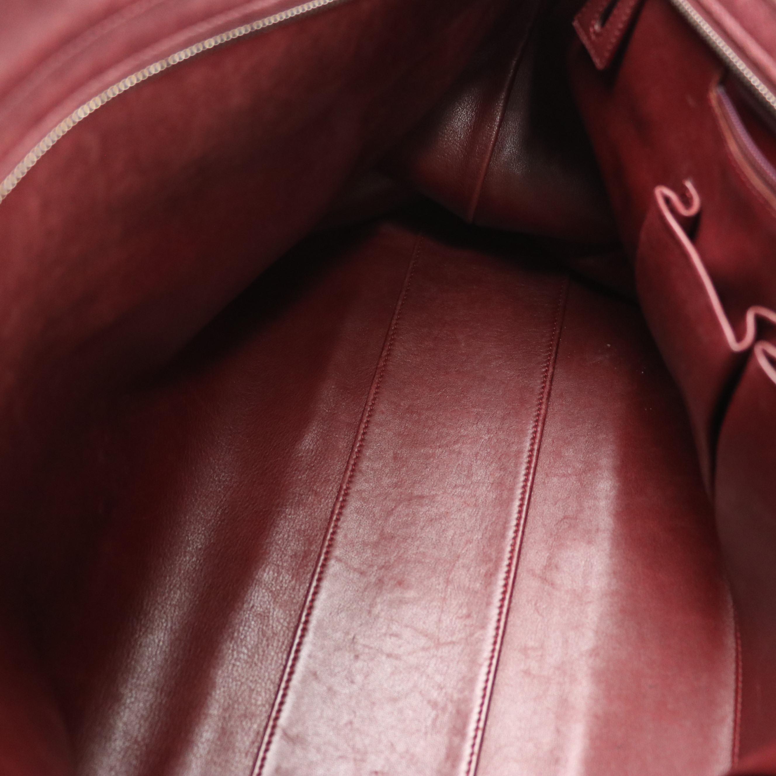 Cartier Slouchy Handle Bar Shoulder Tote in Burgundy Calfskin Leather