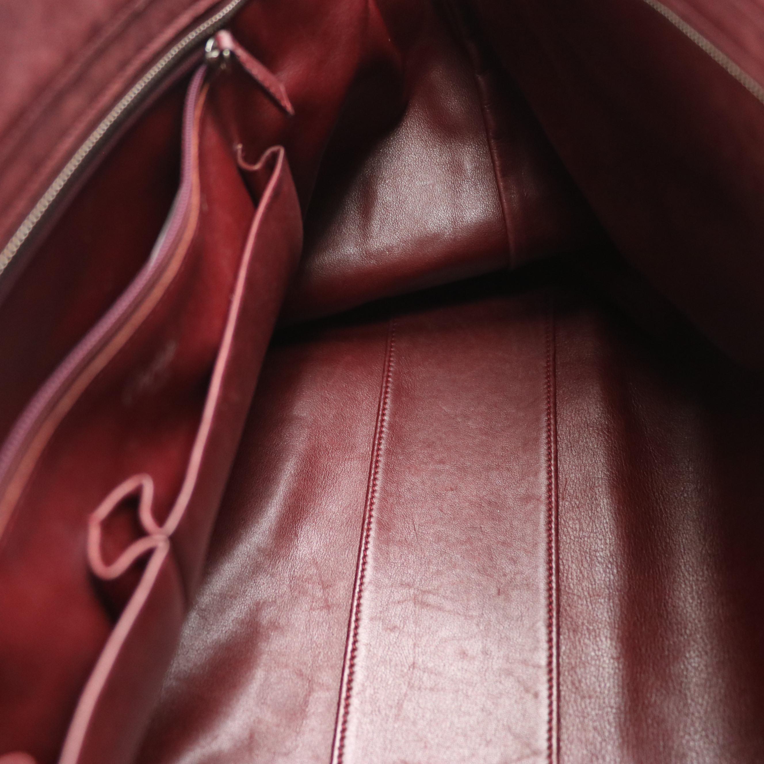 Cartier Slouchy Handle Bar Shoulder Tote in Burgundy Calfskin Leather