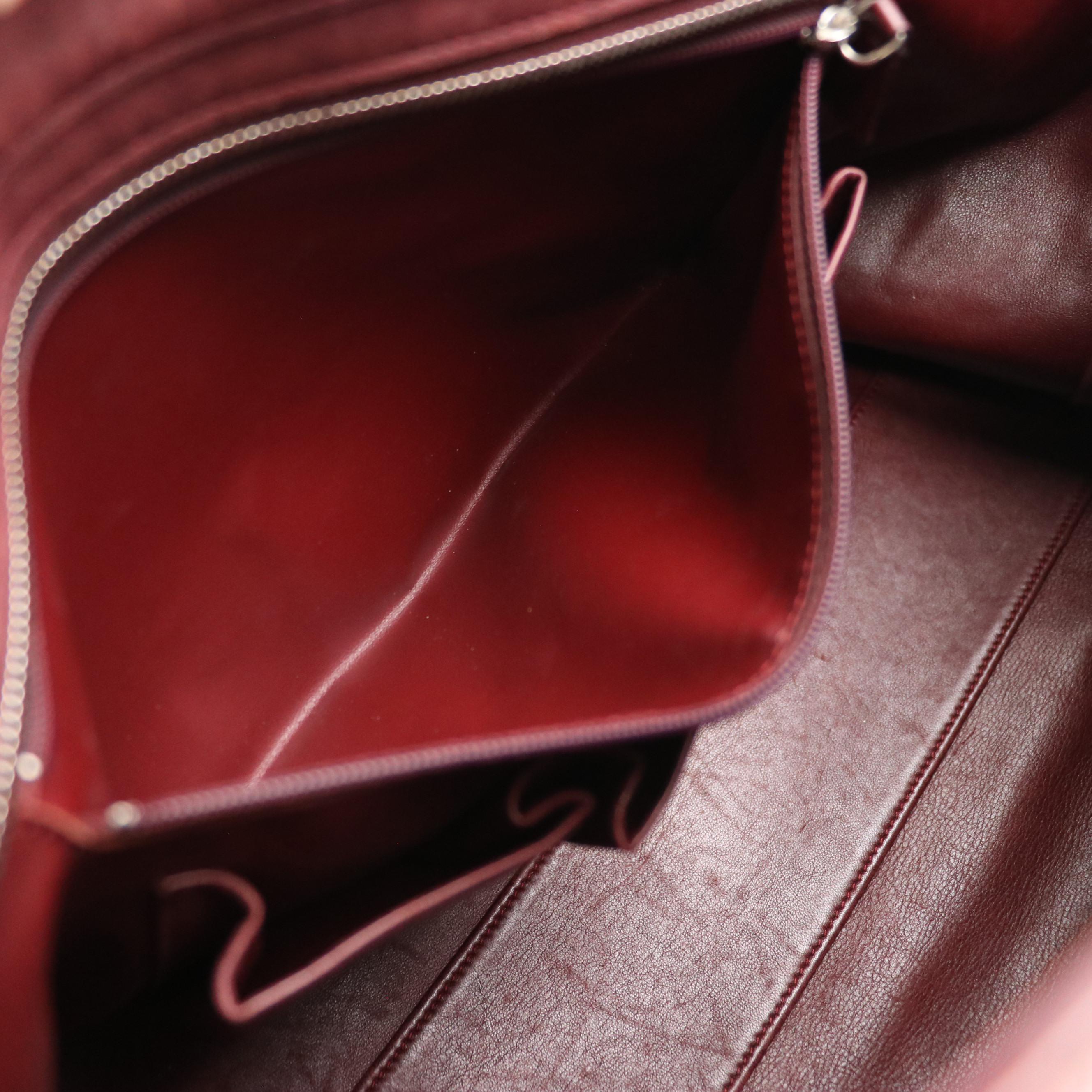 Cartier Slouchy Handle Bar Shoulder Tote in Burgundy Calfskin Leather