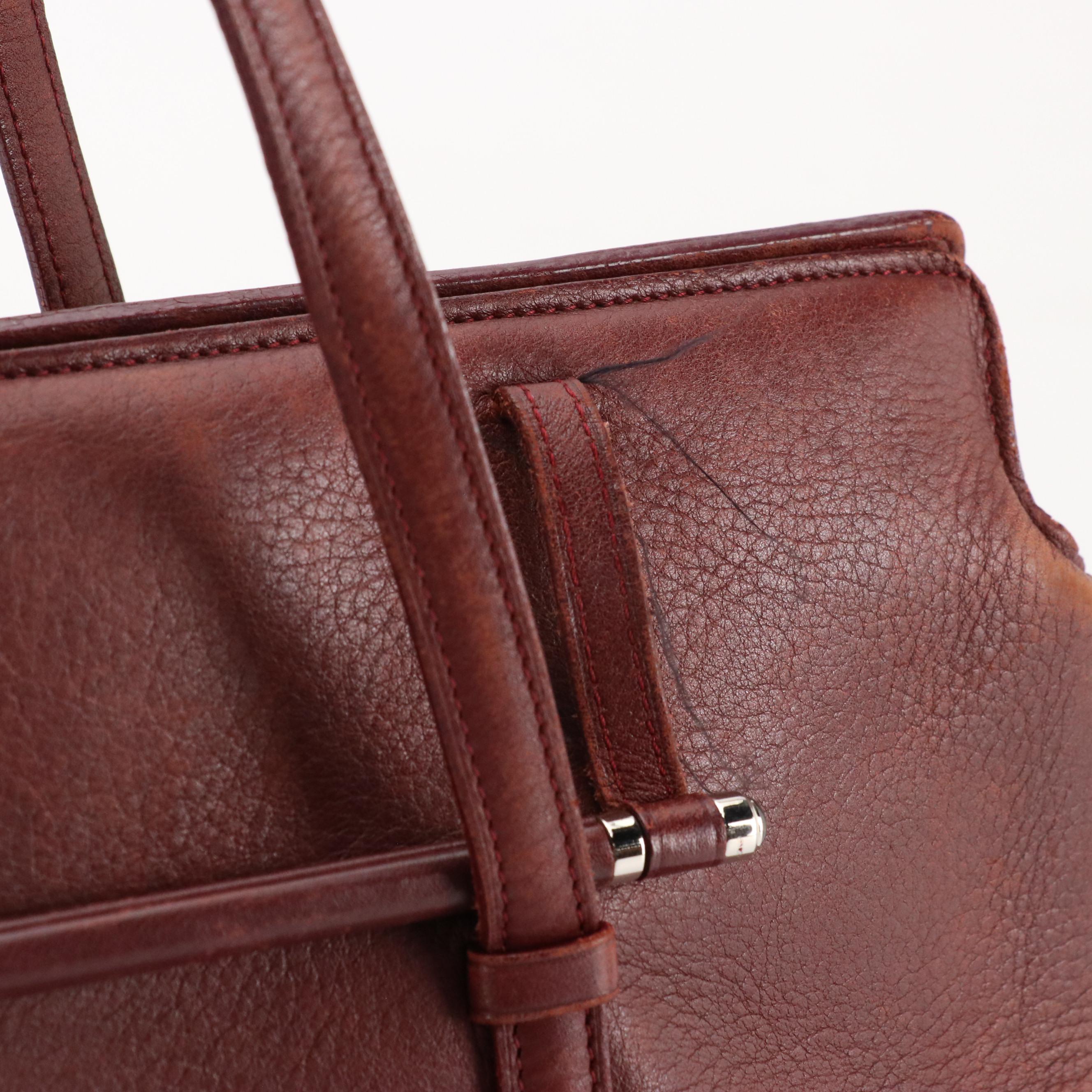 Cartier Slouchy Handle Bar Shoulder Tote in Burgundy Calfskin Leather