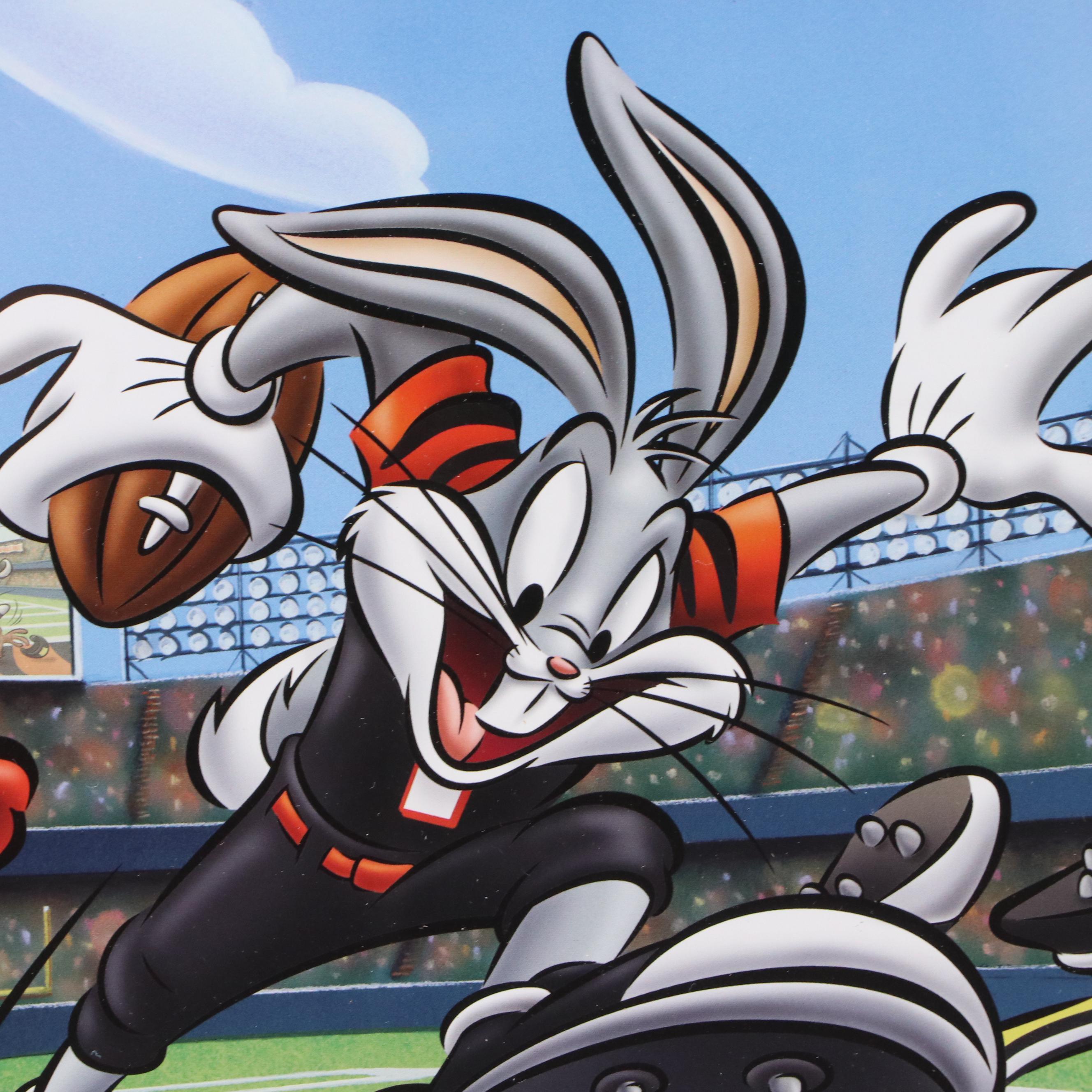 Marvin Lewis Signed Cincinnati Bengals "Looney Tunes" Print in Matted Frame