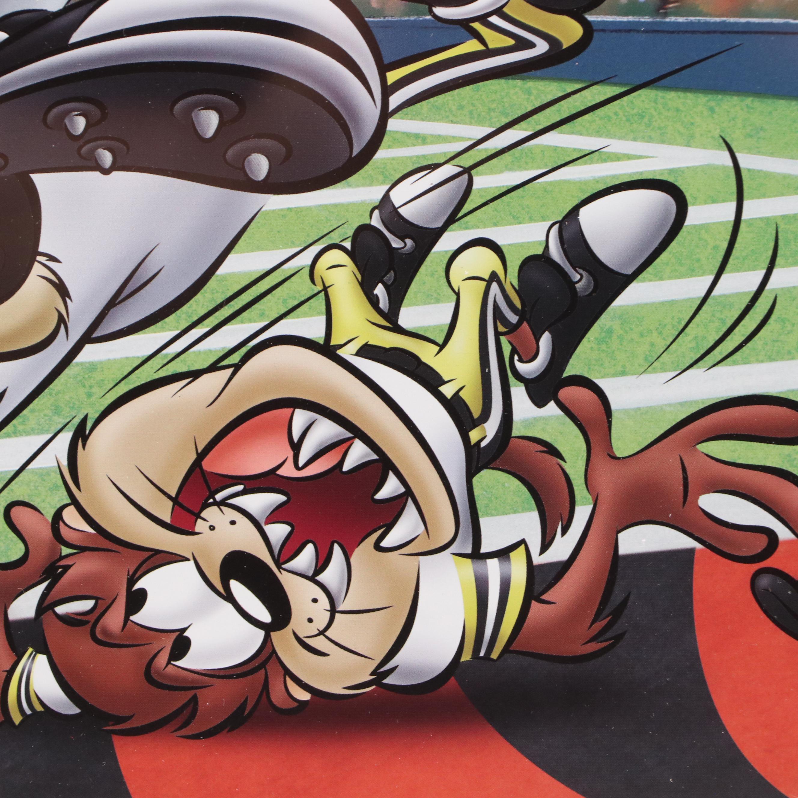 Marvin Lewis Signed Cincinnati Bengals "Looney Tunes" Print in Matted Frame