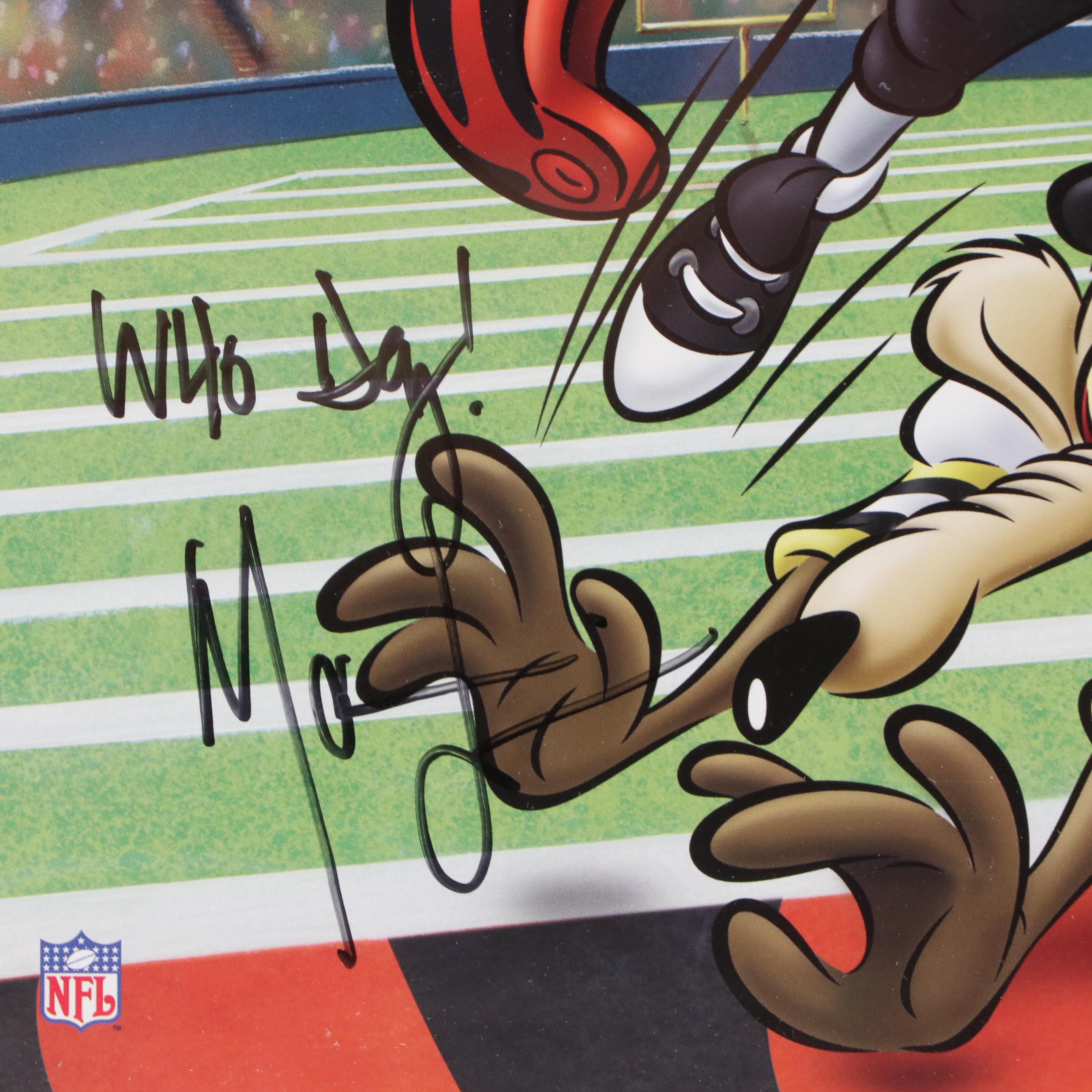 Marvin Lewis Signed Cincinnati Bengals "Looney Tunes" Print in Matted Frame