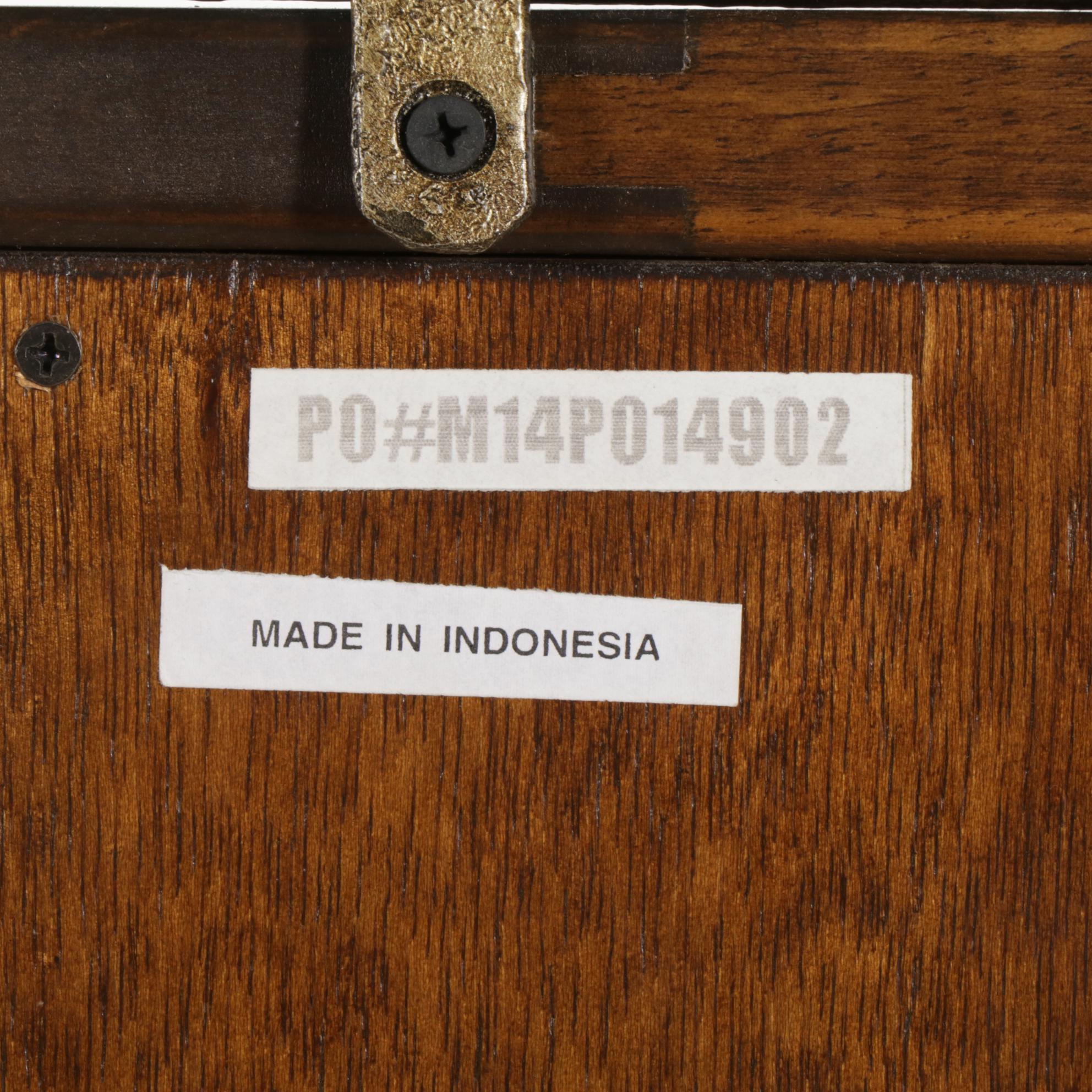 Rustic Wood and Forged Metal Media Cabinet, Early 20th Century