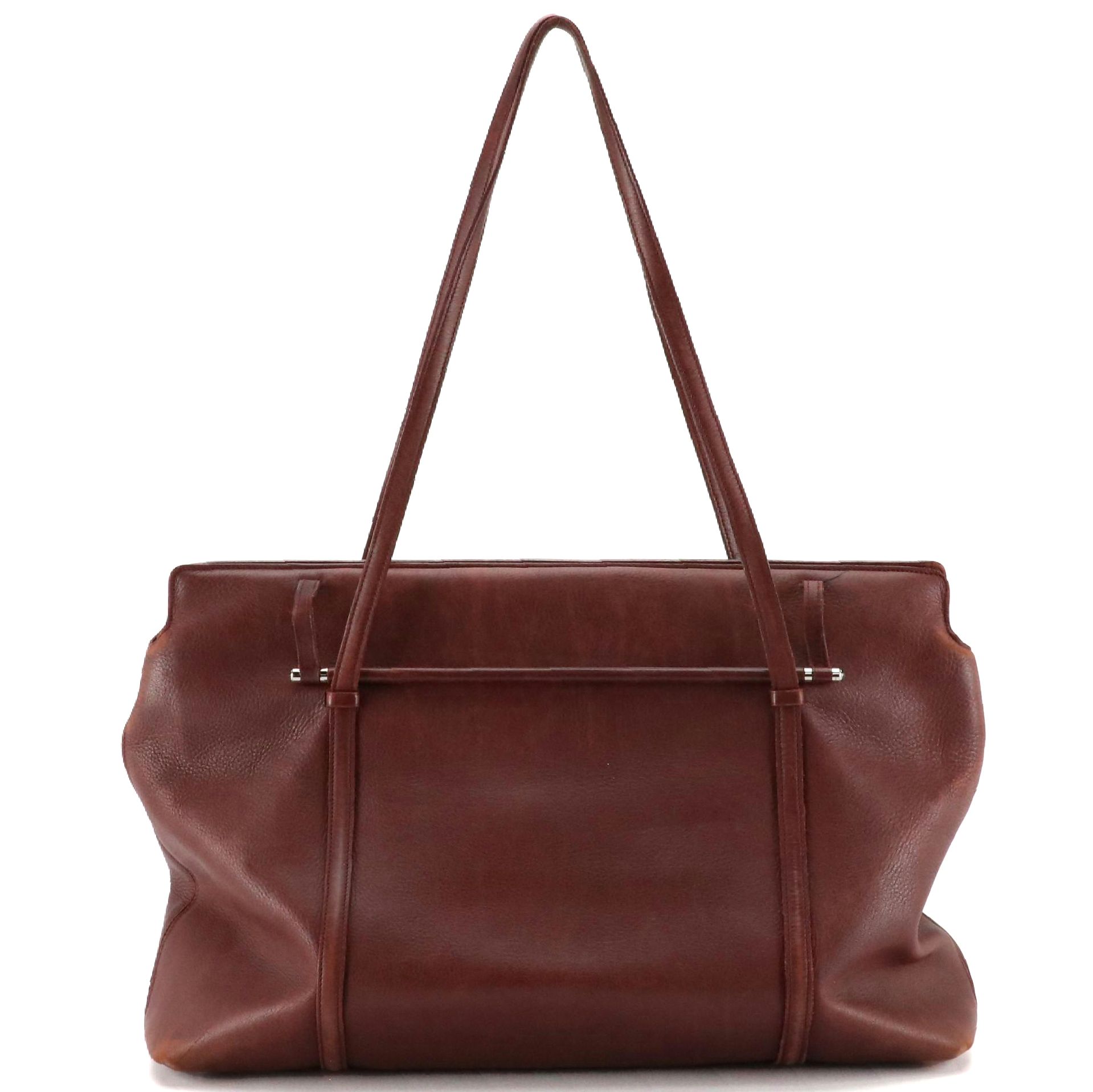 Cartier Slouchy Handle Bar Shoulder Tote in Burgundy Calfskin Leather