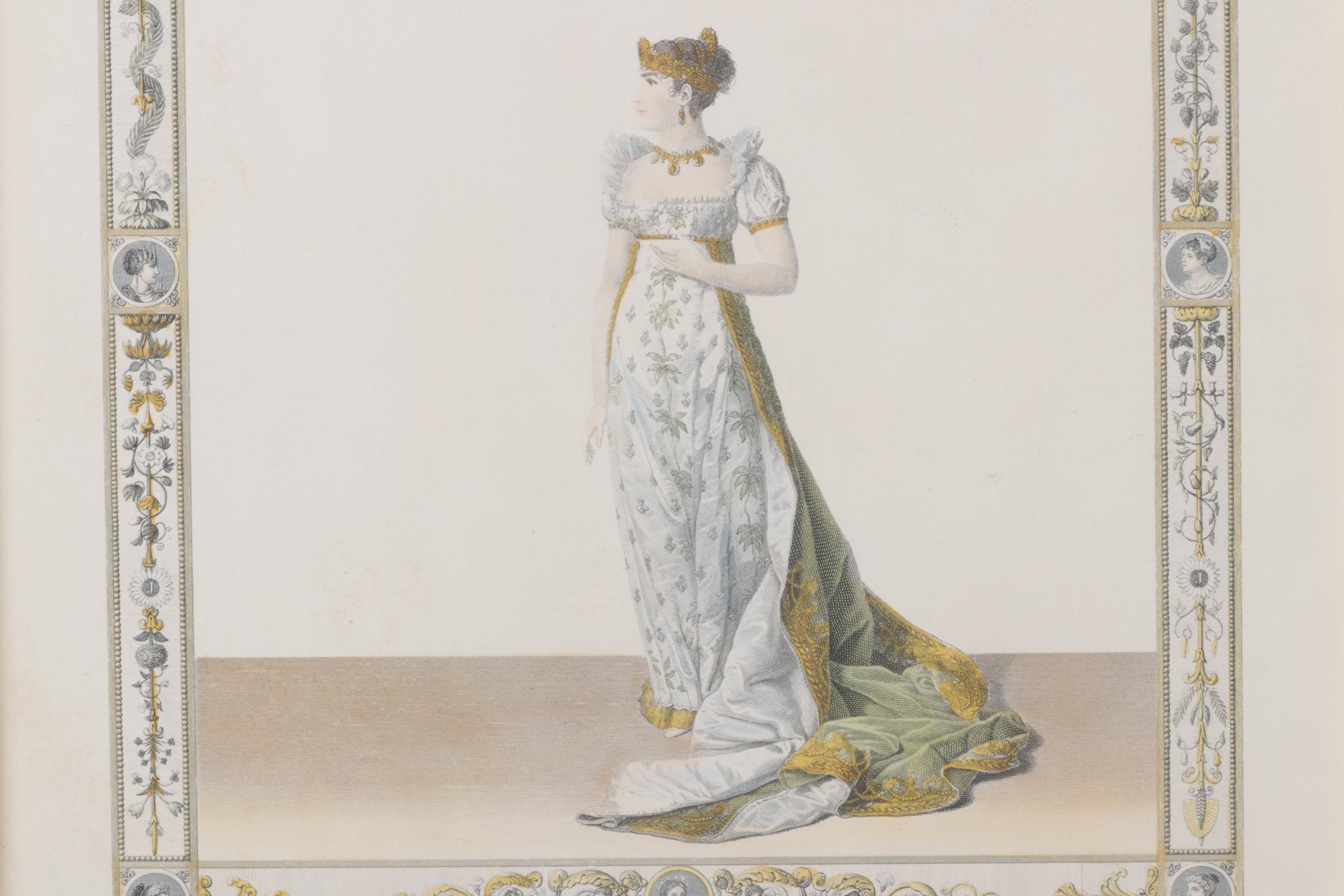 C. Percier & J.B. Isabey "L'Imperatrice en petit Costume" Hand Colored Engraving